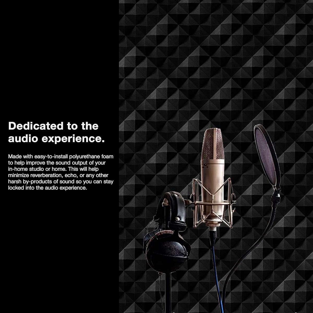 Soundproofing Foam Panels 2" x 12" x 12" x 12" Acoustic Foam Panels Studio Wedge Tiles Sound Panel Wedges Soundproofing Sound Absorbing Material Set of 24