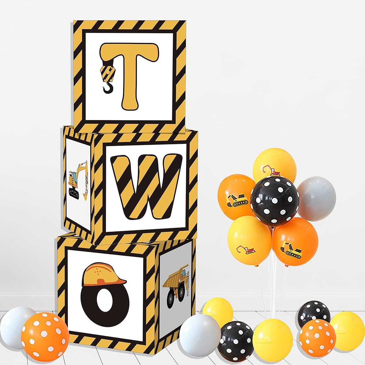 uoyoi Construction 2nd Birthday Party Decorations Balloon Box, 3 Trucks 2 Year Old Baby Birthday Party Supplies, Construction Theme Party Supplies Favors Baby Shower Decorations Photo Props for Boys