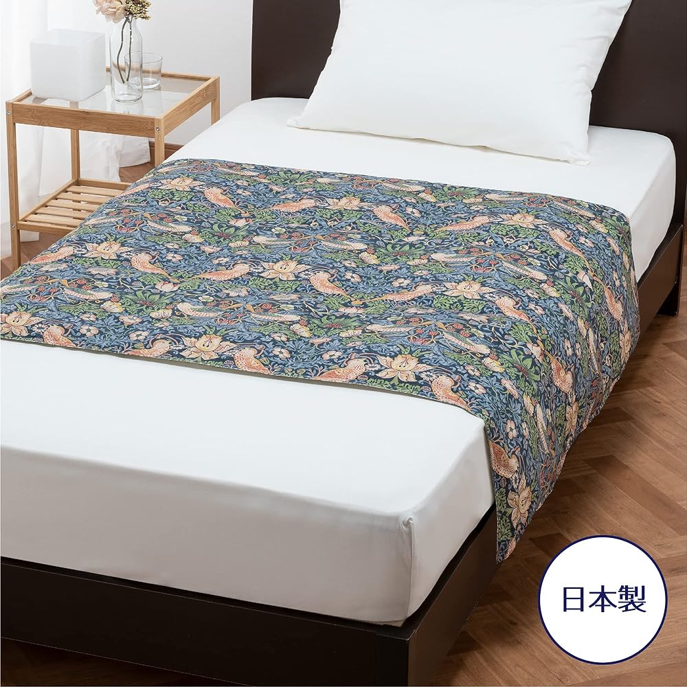 Nishikawa Down Half Blanket 150X100cm Washable White Duck Down 70% Morris Gallery Strawberry Thief Throw Made in Japan Navy KS93809602