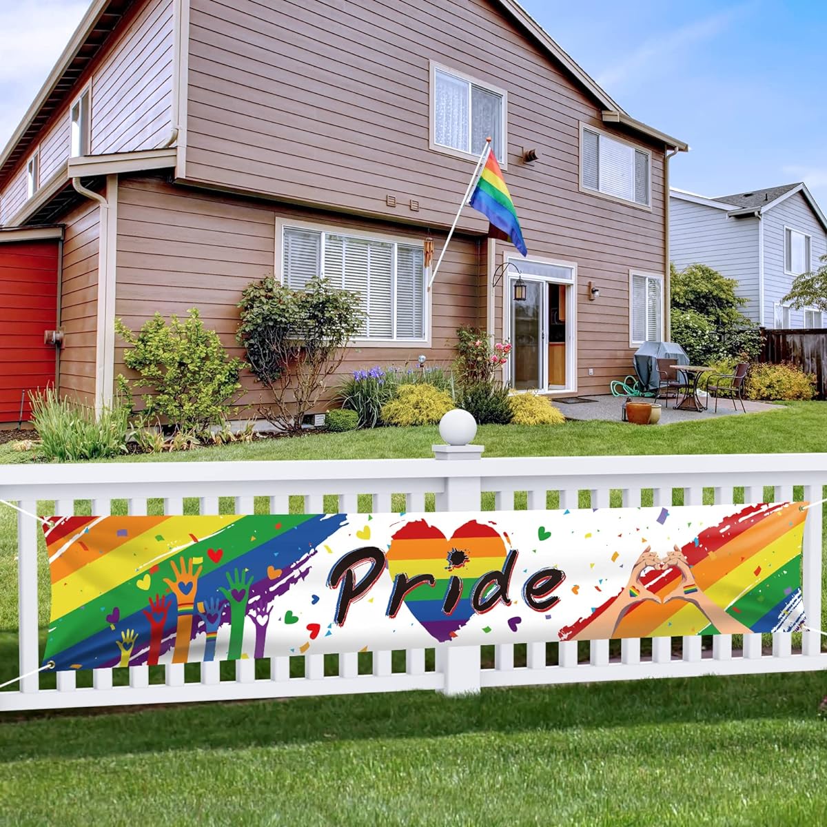 Sealmic Rainbow Flag Gay Pride Banner LGBT Flag Rainbow Party Decorations 120" x 20" for Pride Month/Indoor/Outdoor/Yard/Gay Pride Party Decorations