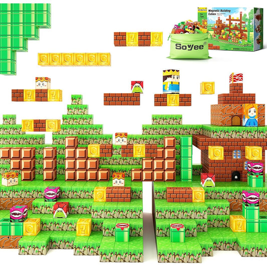 108 Piece Magnetic Building Blocks Building Toy - Build Mine Magnetic World Set for Boys & Girls Ages 3-5, 5-7, 8-10 Buildable Game Elements Gifts STEM Toys for Boys & Girls Ages 3+