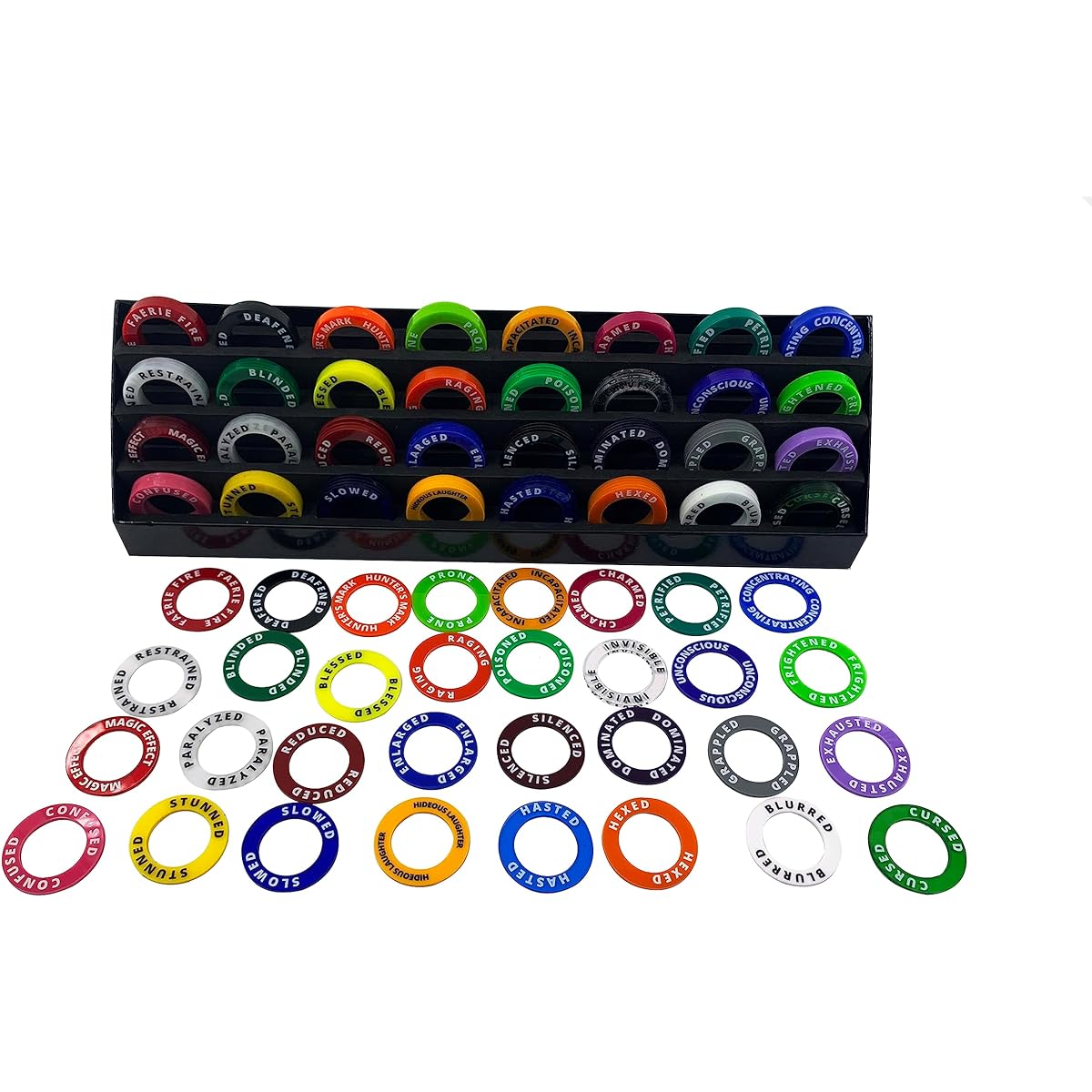 DND Miniatures Condition Markers - 160 Rings to Track 32 Status & Spell Effects for RPG/DND Minis