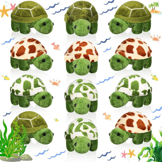 12 Pieces Mini Turtle Stuffed Animals Soft Turtle Animal Plush Toys Turtle Cute Stuffed Animals for Adults Birthday Party Decorations (Lovely Style)