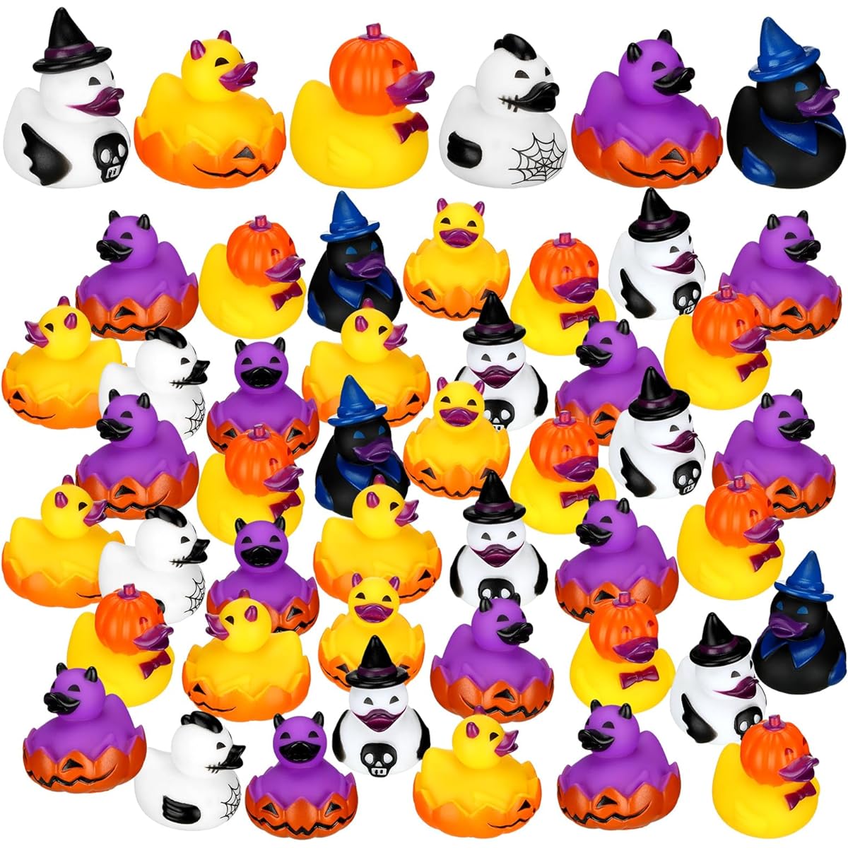 Honoson 36pcs Halloween Rubber Ducky Pumpkin Ghost Bath Rubber Ducks Bulk Halloween Mini Rubber Ducks Shower Floats Party Favors Swimming Pool Trick or Treat Supplies Birthday Decorations