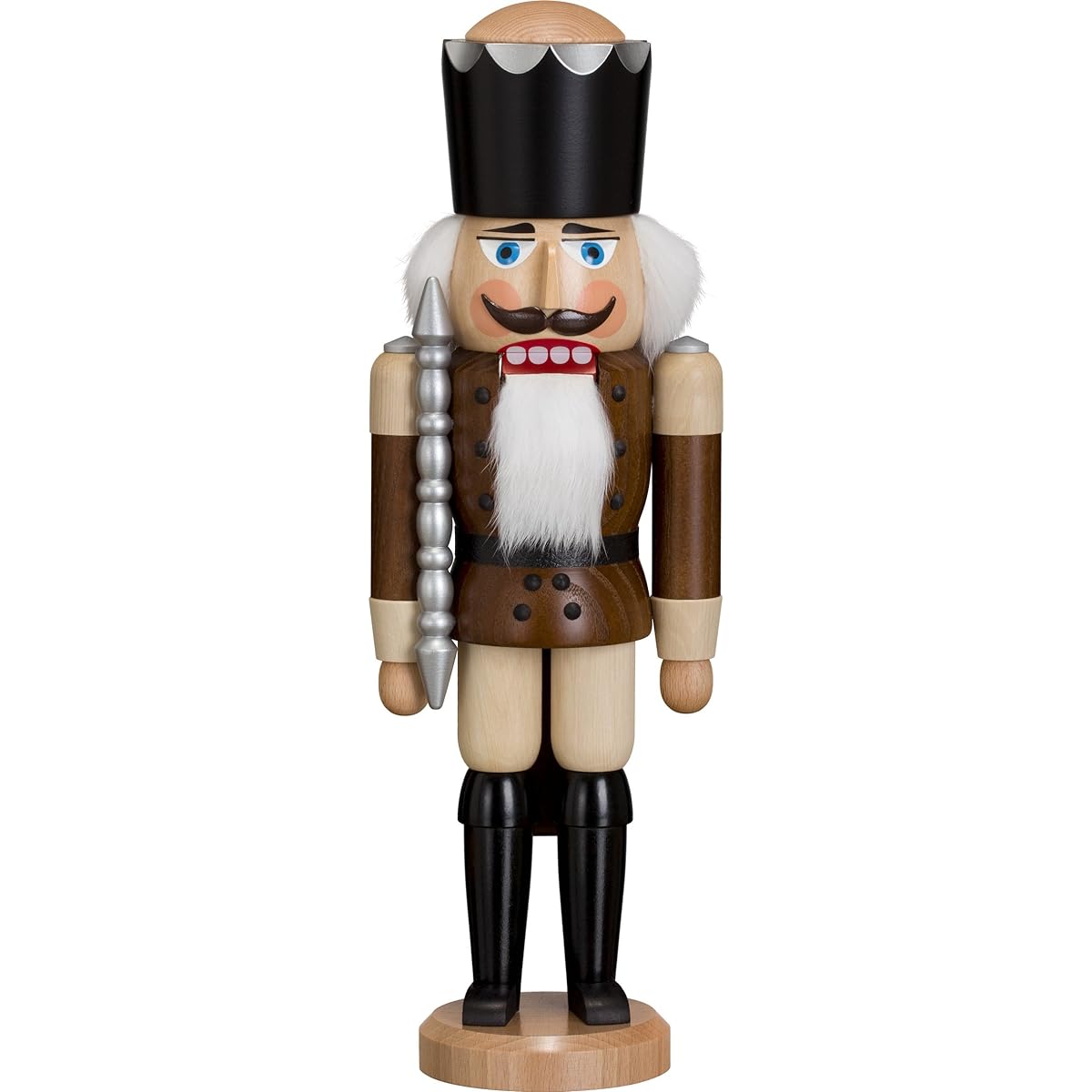 Nutcracker King, ash wood, brown, height 39 cm, original, Seiffen Erzgebirge folk art, SV 11211/6