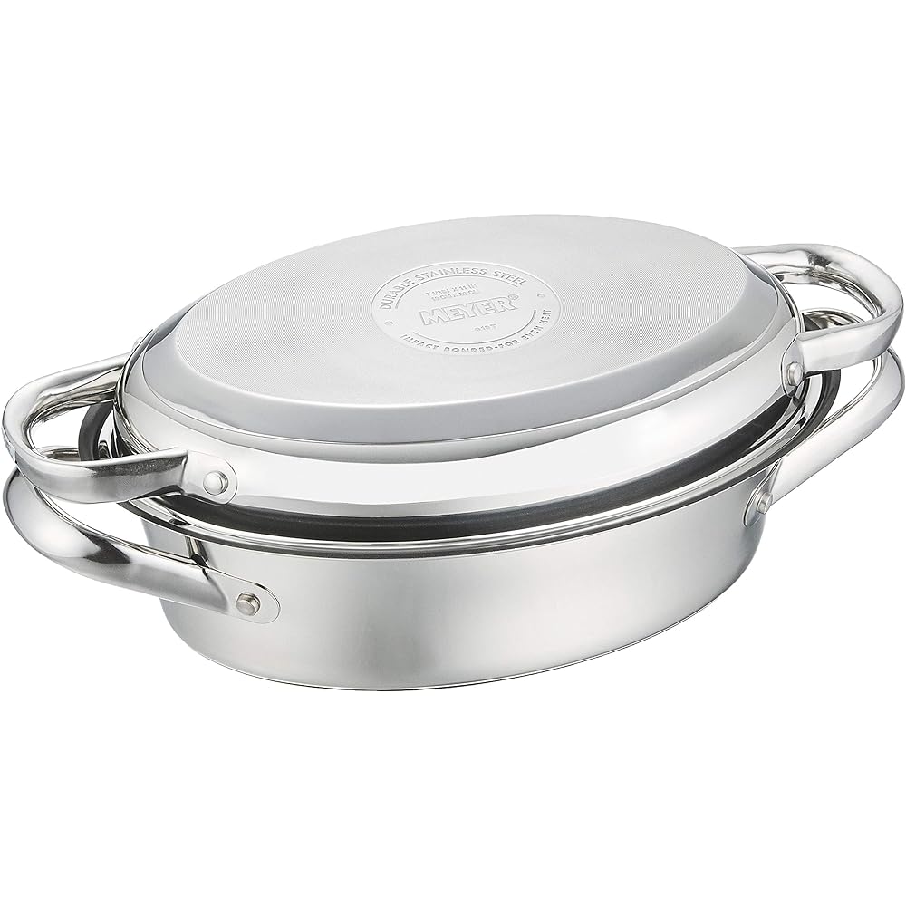 Meyer Oval Pan, Stainless Steel, Fluororesin Processing, Compatible with All Heat Sources, 3-Layered Bottom Structure, "All-in-One Oval Pan" [Domestic Genuine Product] PM-OVP
