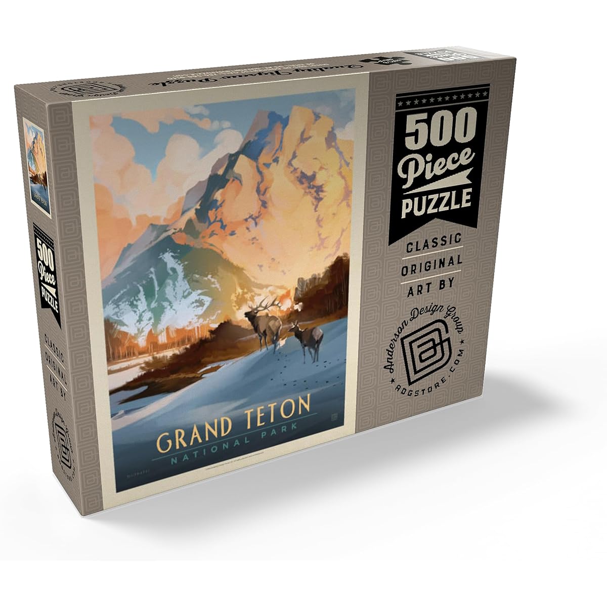 Grand Teton National Park Winter Hash Vintage Poster Premium 500 Piece Jigsaw Puzzle for Adults