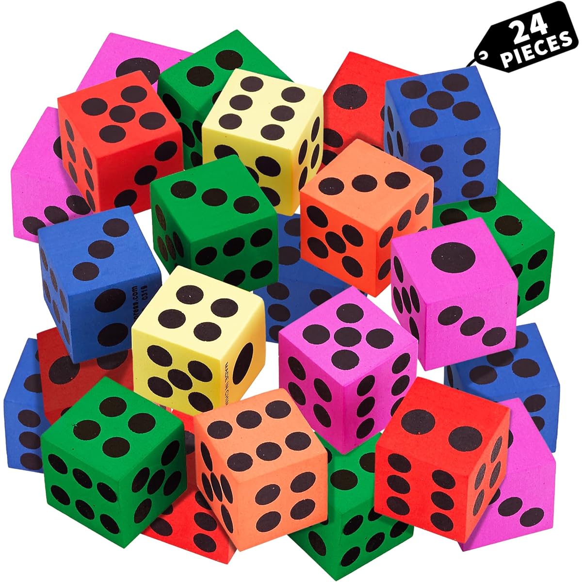 Playbees Foam Dice Set - Inspires Imagination and Enhances Math Skills, Perfect for Gifts and Parties (Pack of 24)