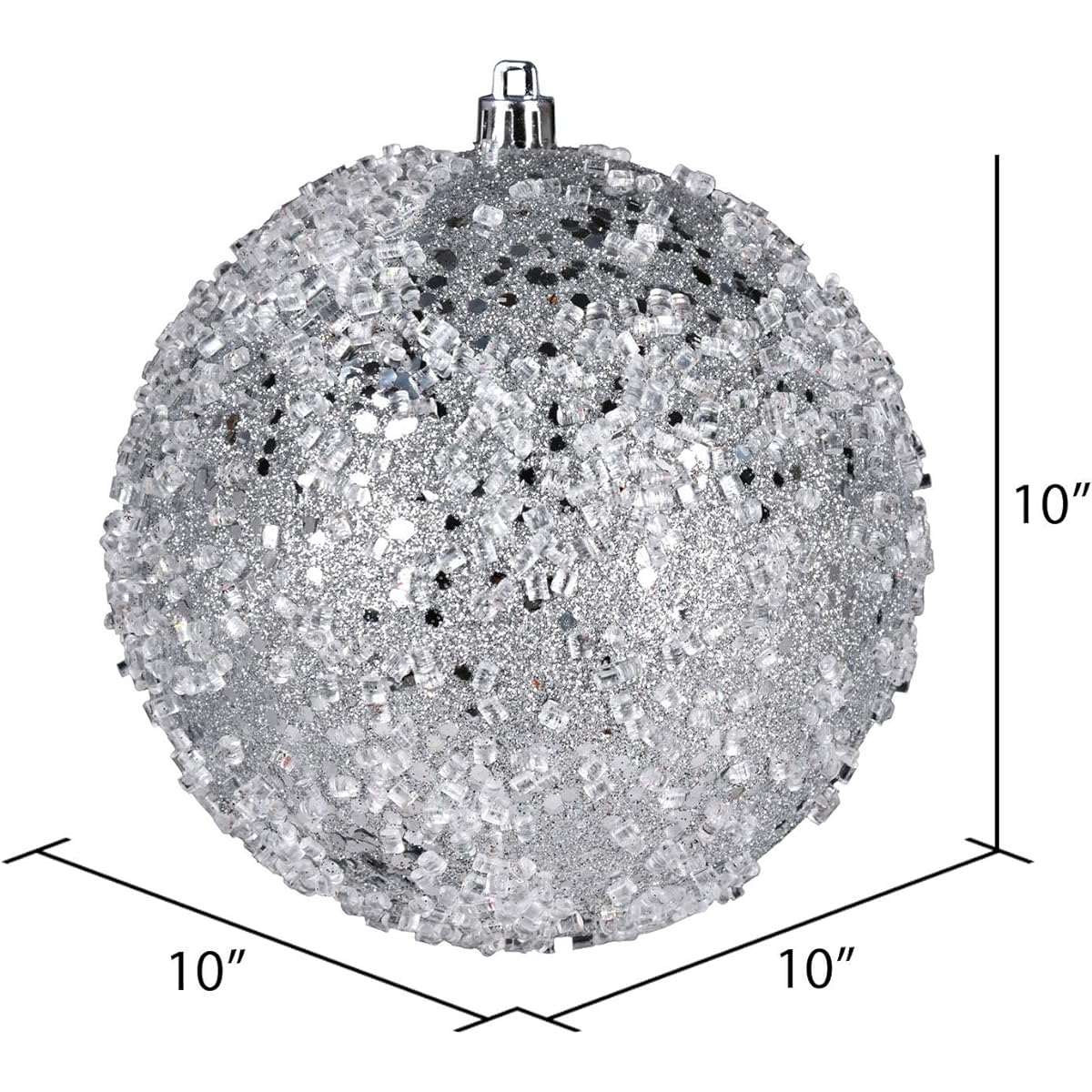 Vickerman 10" Silver Glitter Hail Ball Ornament