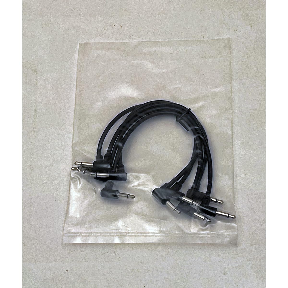 Luigis Modular M-PAR L-Shaped Eurorack Patch Cables - Set of 5 Black Cables 6" (15cm)