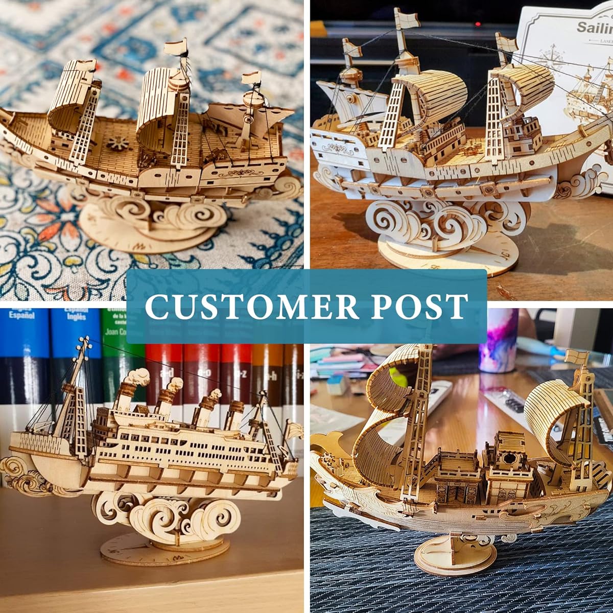 RoWood 3D Wooden Puzzle for Adults Vintage Wooden Watercraft Model Kit Best Gift Idea - Sailing Ship