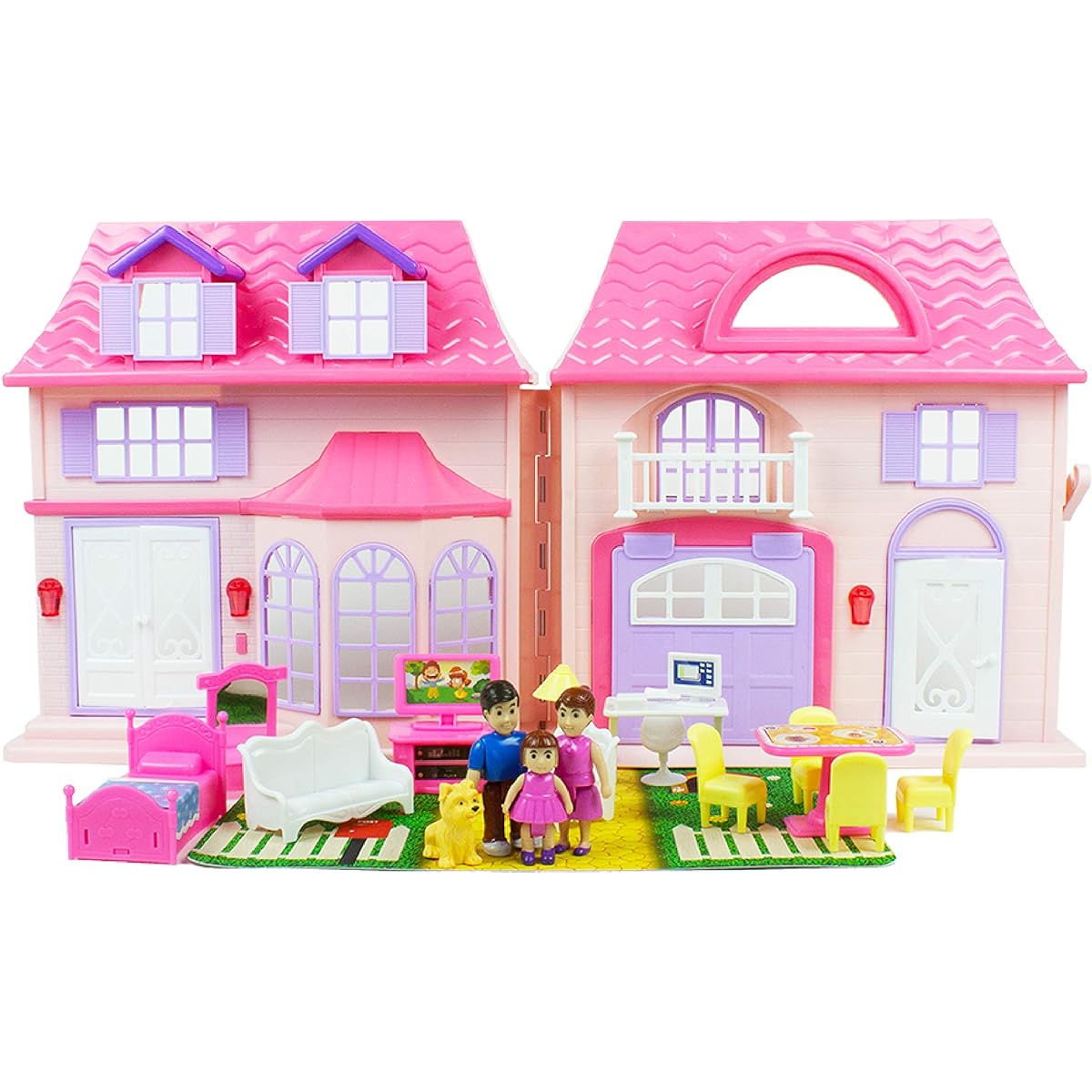 Boley Pretend Play Doll House Toy - 21 piece collapsible dollhouse, a perfect girls toy with kitchen accessories and