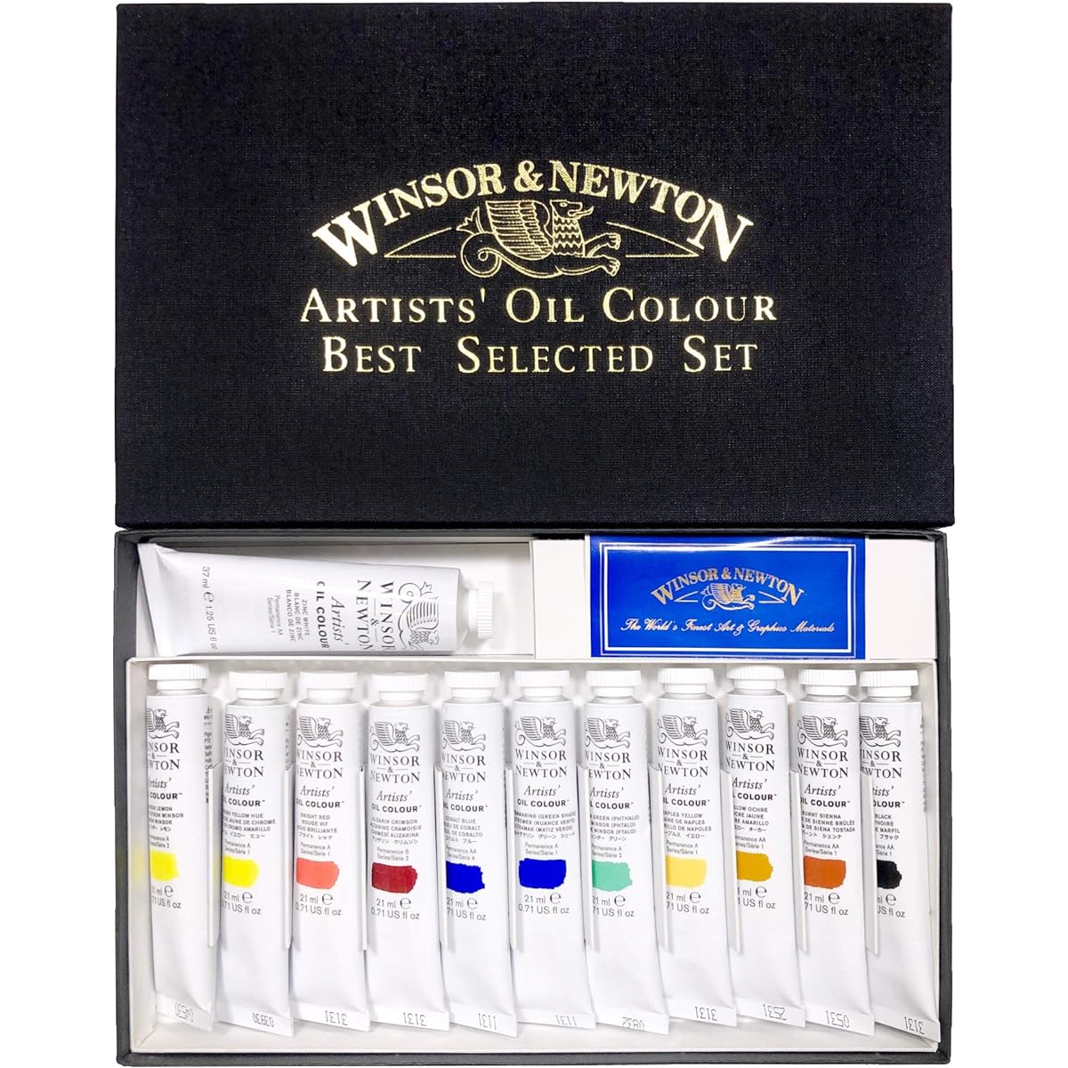 Winsor & Newton Oil Paints, Winsor & Newton Artist Oil Color, 21ml, New 19 Color Set, Set B, White 37ml