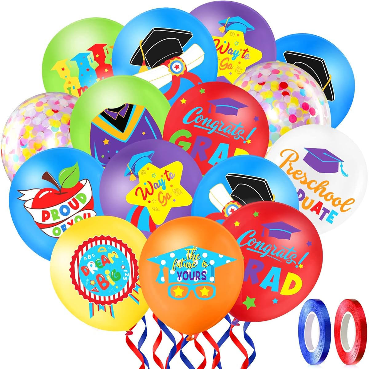 50 Pieces 12 Inch Kindergarten Graduation Party Balloons Decoration Kindergarten Congratulations Graduation Party Latex Balloons Preschool Celebration Graduation Class Ceremony School Party Supplies (Lovely)