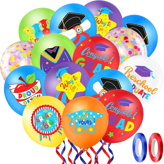 50 Pieces 12 Inch Kindergarten Graduation Party Balloons Decoration Kindergarten Congratulations Graduation Party Latex Balloons Preschool Celebration Graduation Class Ceremony School Party Supplies (Lovely)