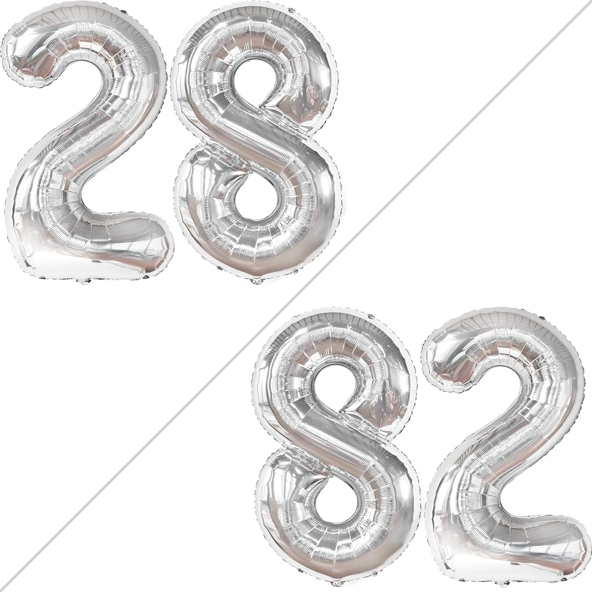 silver number 28 foil balloon