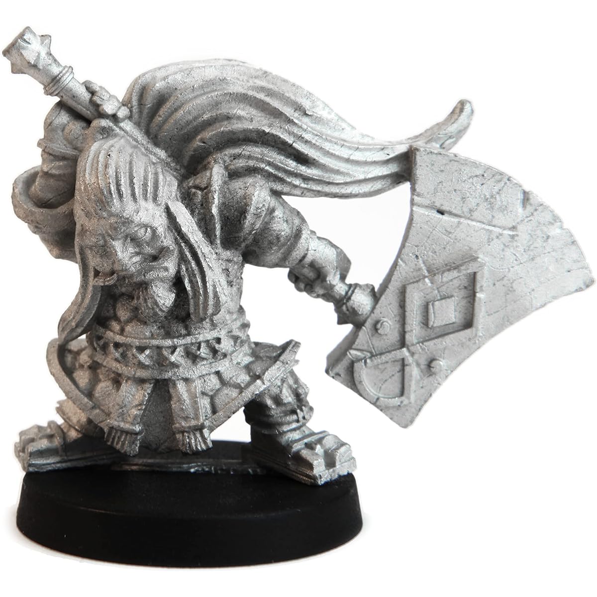 Stonehaven Miniatures Male Dwarven Kabukimono Miniature Figure, 100% Pewter Metal, 32mm Tall (For 28mm Scale Tabletop Wargames), Made in the USA