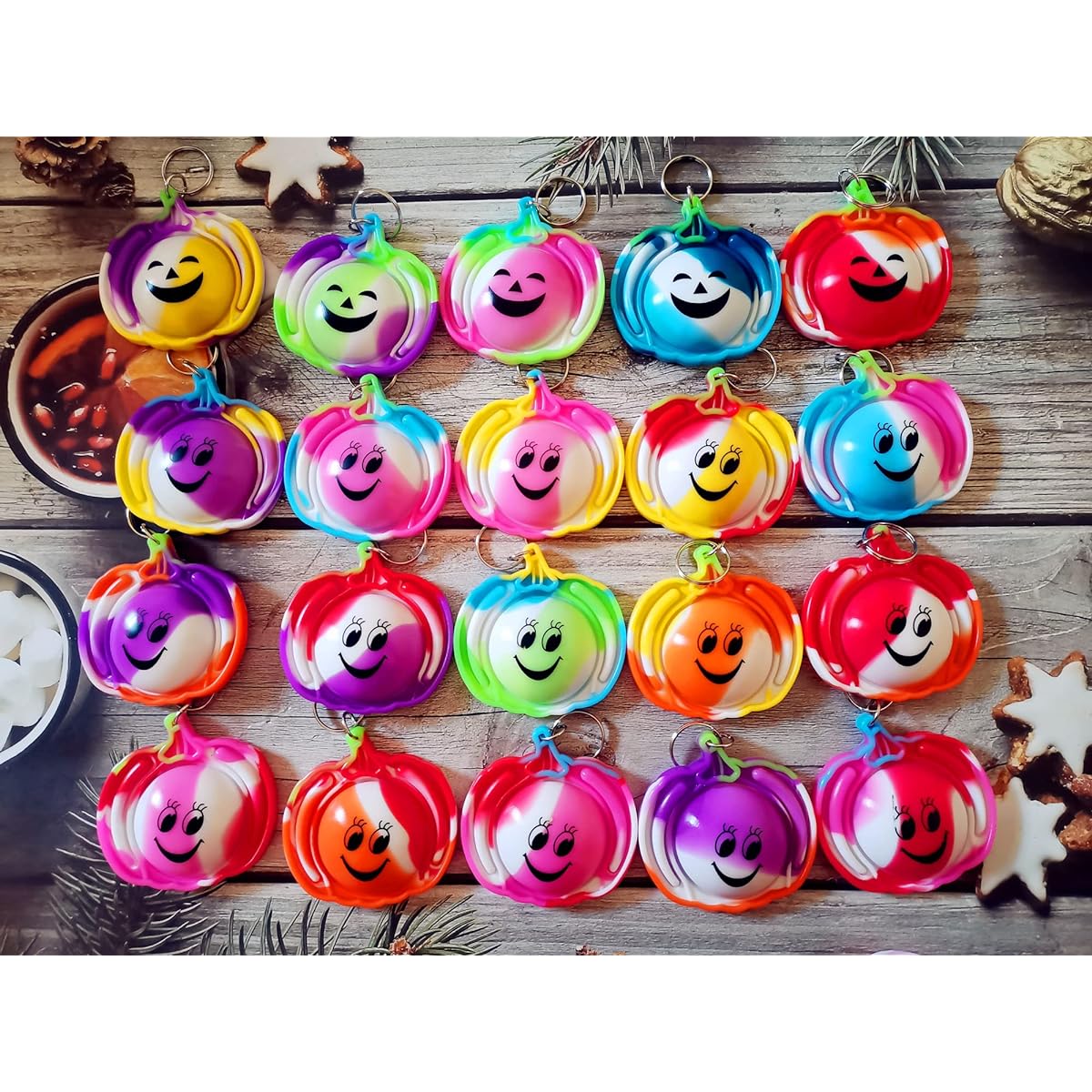 20 Pack Bulk Halloween Pumpkin Fidget Mini Pops Kids Party Favors Gifts for Students in Classroom