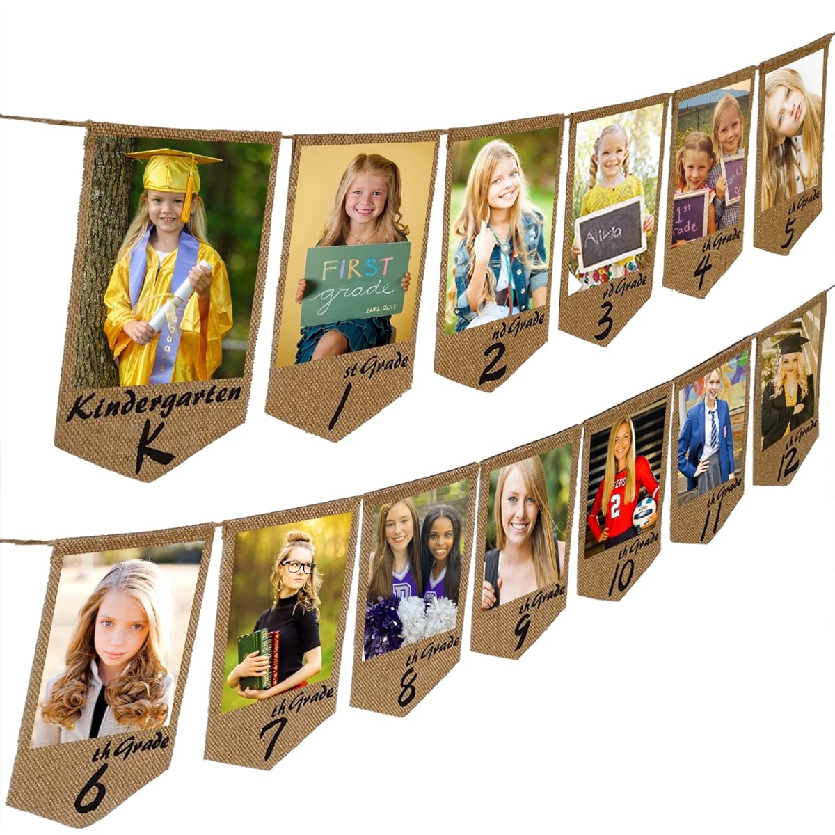 Graduation Decorations 2023 Graduation Photo Banner Burlap Rustic Graduation Party Decorations 2023 K-12 Graduation Party Photo Display for High School Seniors 2023 Graduation Party Decor TD136