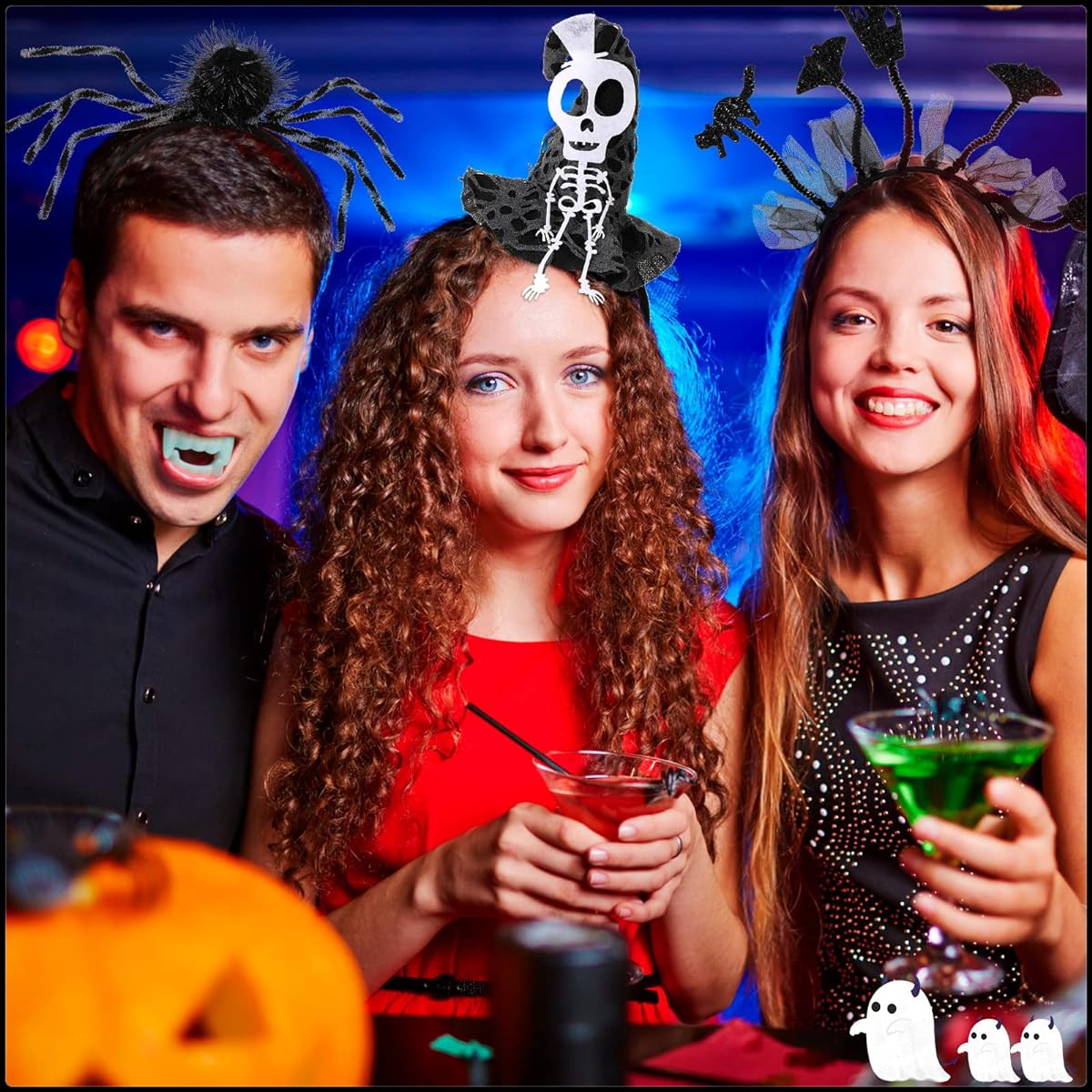 Halloween Headband Witch Hat Headband Devil Horns Headband Spider Web Halloween Costume Headband Skull Skeleton Bat Hair Bopper Halloween Cosplay Party Supplies 12 Styles