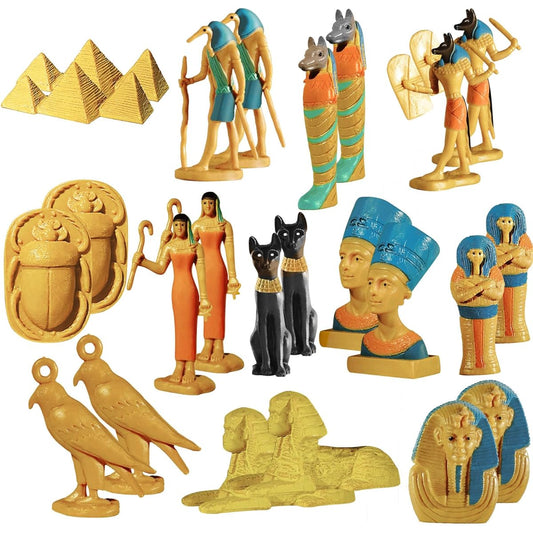 Ancient Egypt Toys for Kids Mini Around the World City Miniature Building Mushroom Egyptian Figurine Pyramid Mummy Egyptian Toy Realistic Egyptian Theme Birthday Gift Party Decoration 24 Pieces