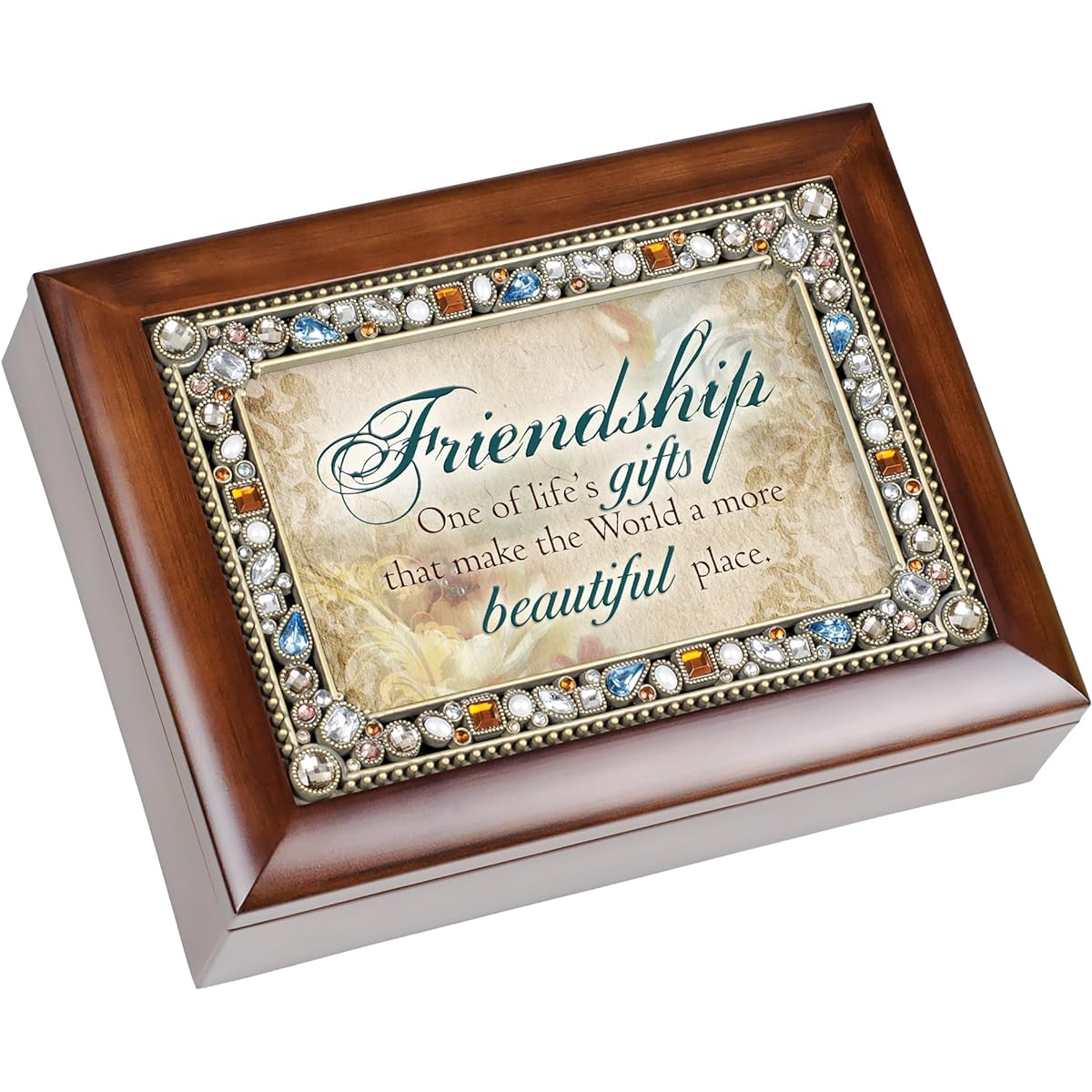 [Cottage Garden]Cottage Garden Friendship Life's Gifts Jewel Musical Music Jewelry Box with Dark Wood Finish Plays That's What Friends [Parallel Import]
