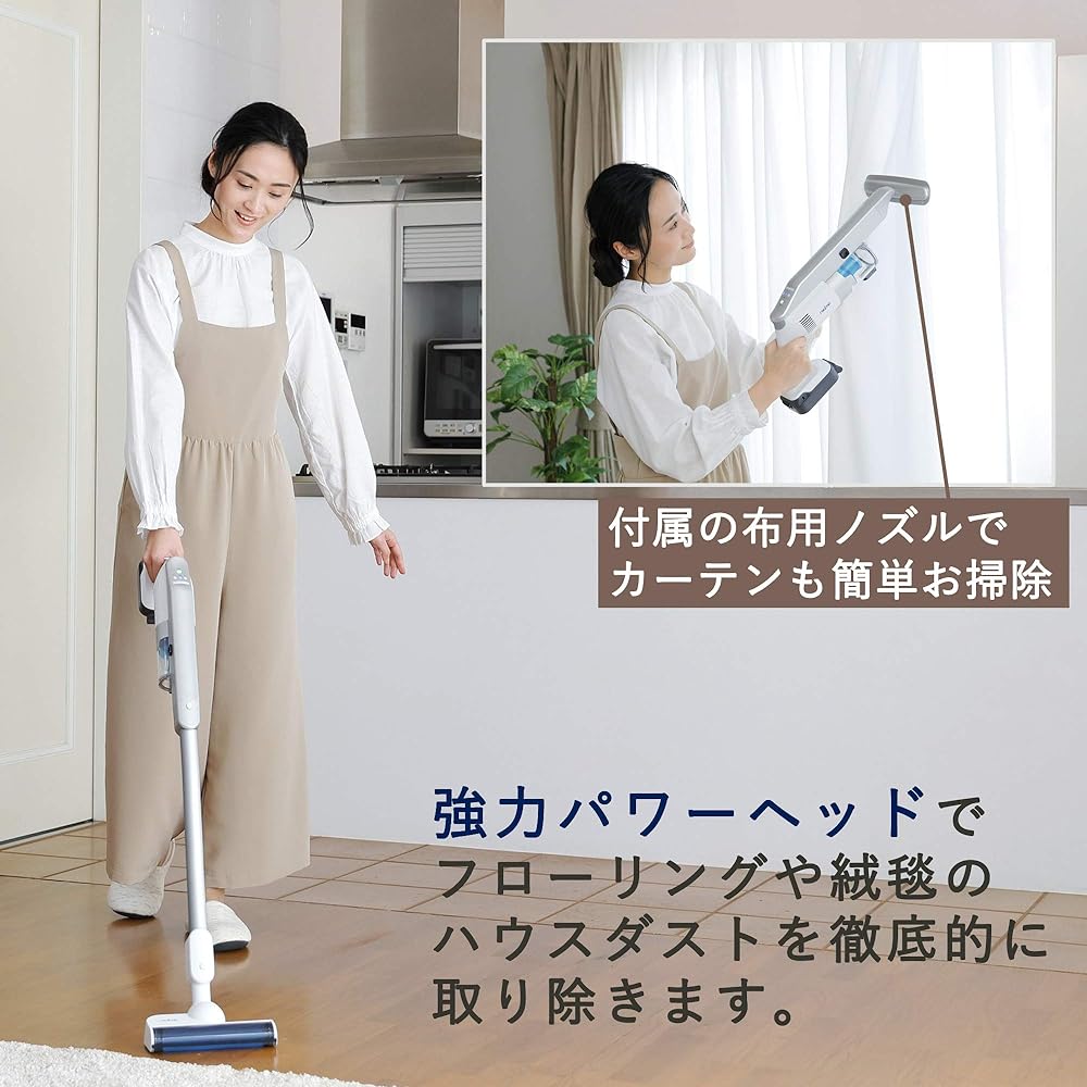 Raycop Cordless Vacuum Cleaner Handy Cyclone Stick Cleaner Equipped with High Power Motor Head Cloth Nozzle Washable Dust Box 2WAY Lightweight Slim RHC-100JPWH-E White