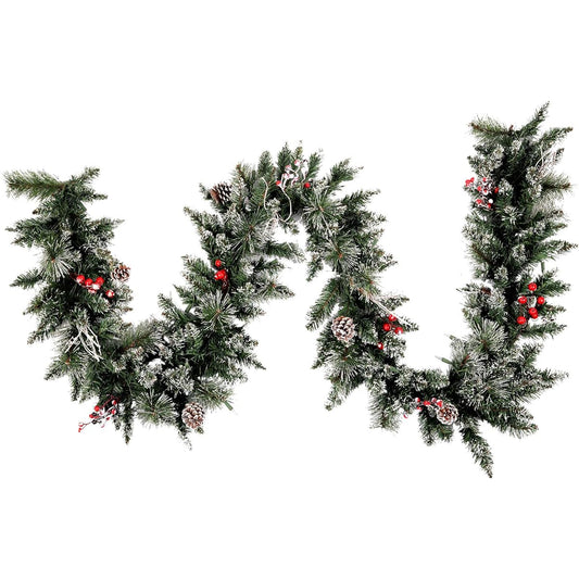 Vickerman snow-tipped Pine / Berry garland-unlit 12" B106312