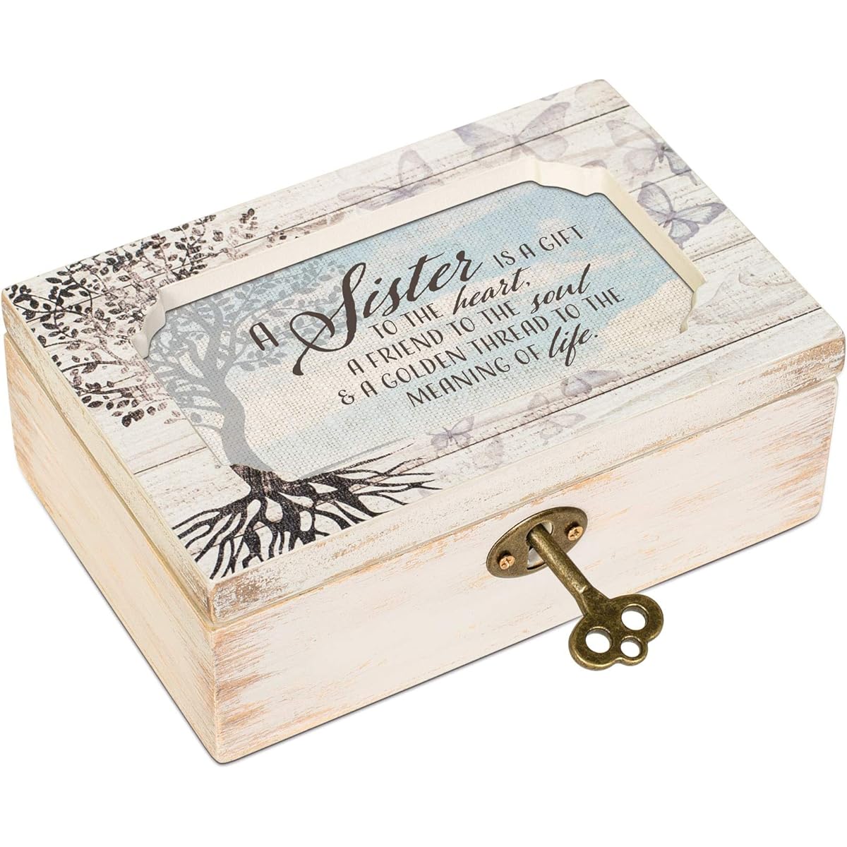 Cottage Garden Sister Gift Heart Butterfly Tree Decoupage Petit Music Box Wind Beza My Wings