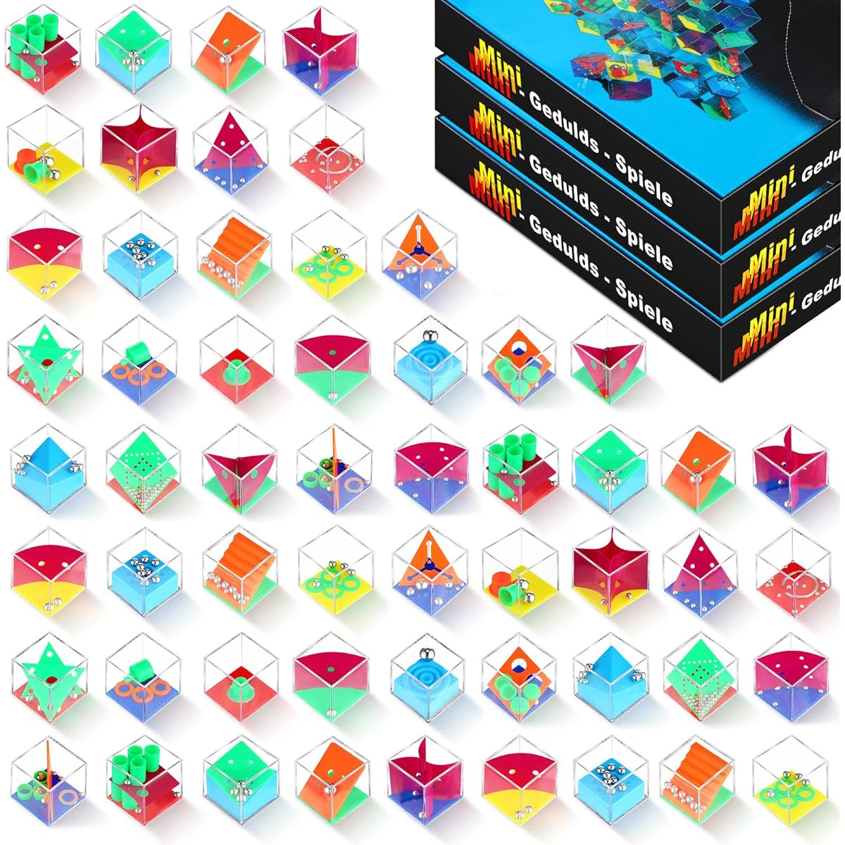 Sotiff 72 Piece Puzzle Party Favors, Mini Puzzle Box, Assorted 3D Cube Balance IQ Mindful Maze Set for Teens/Adults Challenge, Decompression Stocking Stuffers, Game Gifts