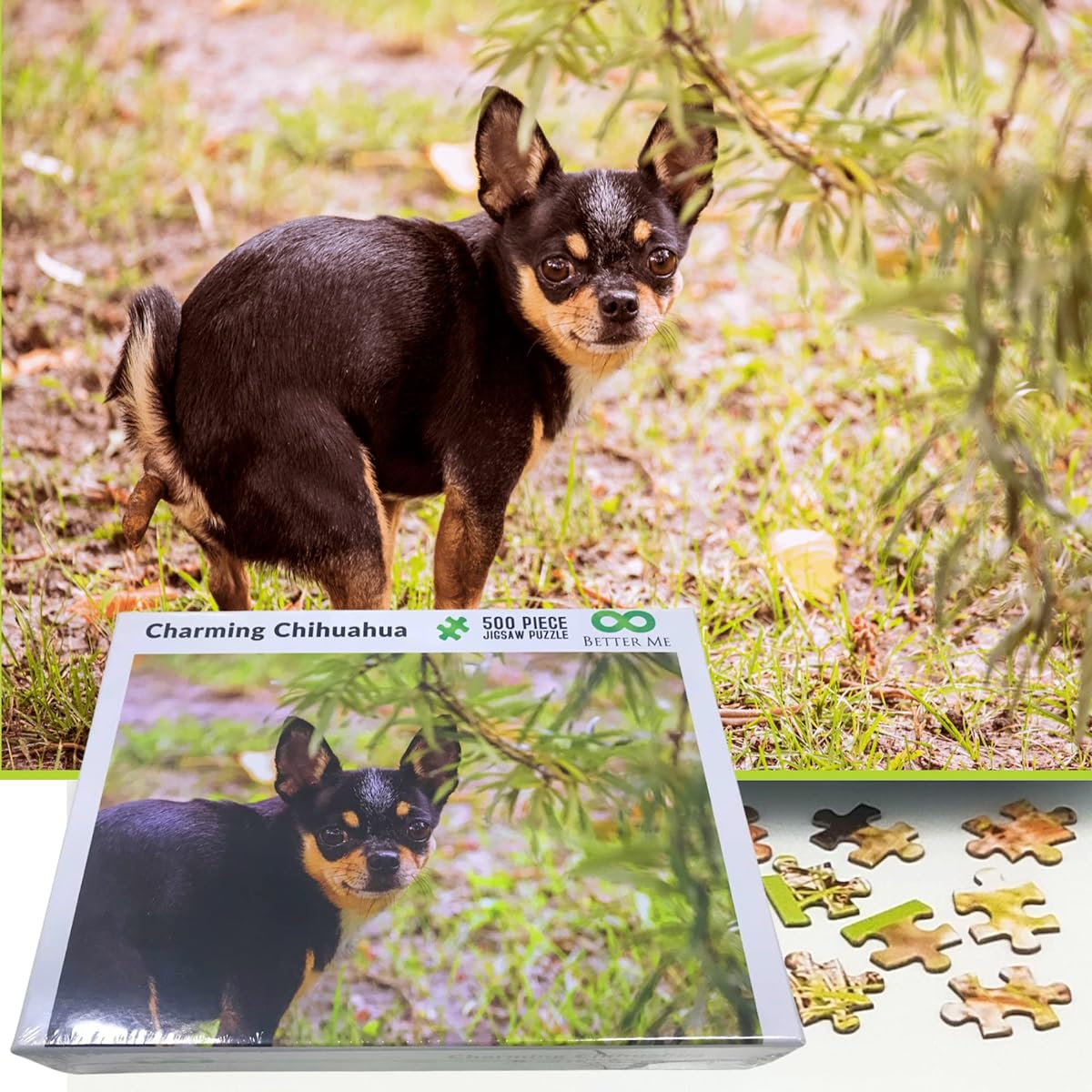 Better Me Prank Puzzle Surprise Chihuahua 500 Piece Puzzle. Prank Gift Poop Dog Puzzle Gag Gift for Adults & Teens. Poop Puppy Funny Puzzle Chihuahua Gift