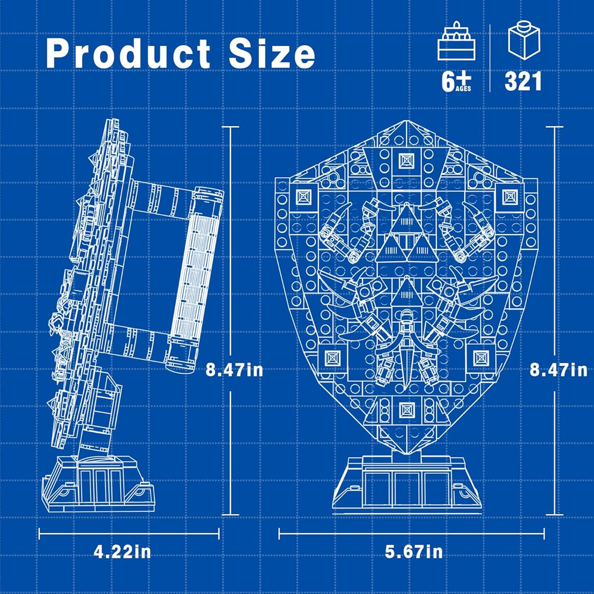 BOTW Taojiyuan Hylian Shield Building Blocks Micro Hyrule Master Sword Toy Shield Building Set Game Collectors Gift Ages 6+ (314 Pieces)