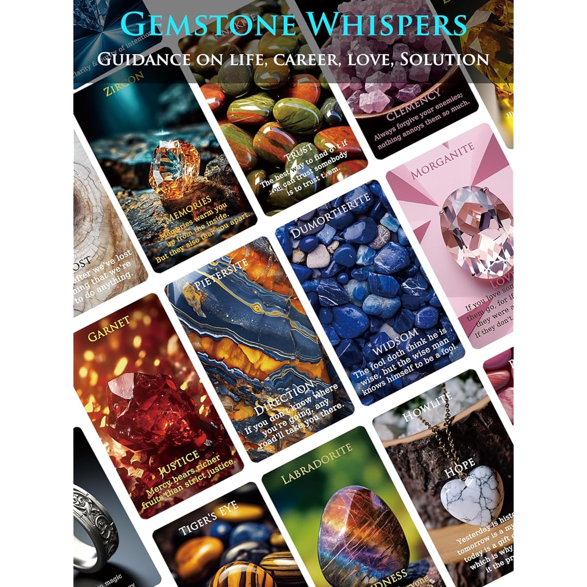 Gemstone Whisper Deck Oracle Cards 54 Oracle Card Deck for Tarot Readings Beginner Oracle Deck Foil Oracle Cards Oracle Cards with Meaning