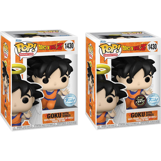 Funko Pop! Animation: Dragon Ball Z - Winged Goku (Angel) Special Edition 2 Piece Bundle - Common & Chase Glow GITD Vinyl Figure Multicolor Exclusive #1430