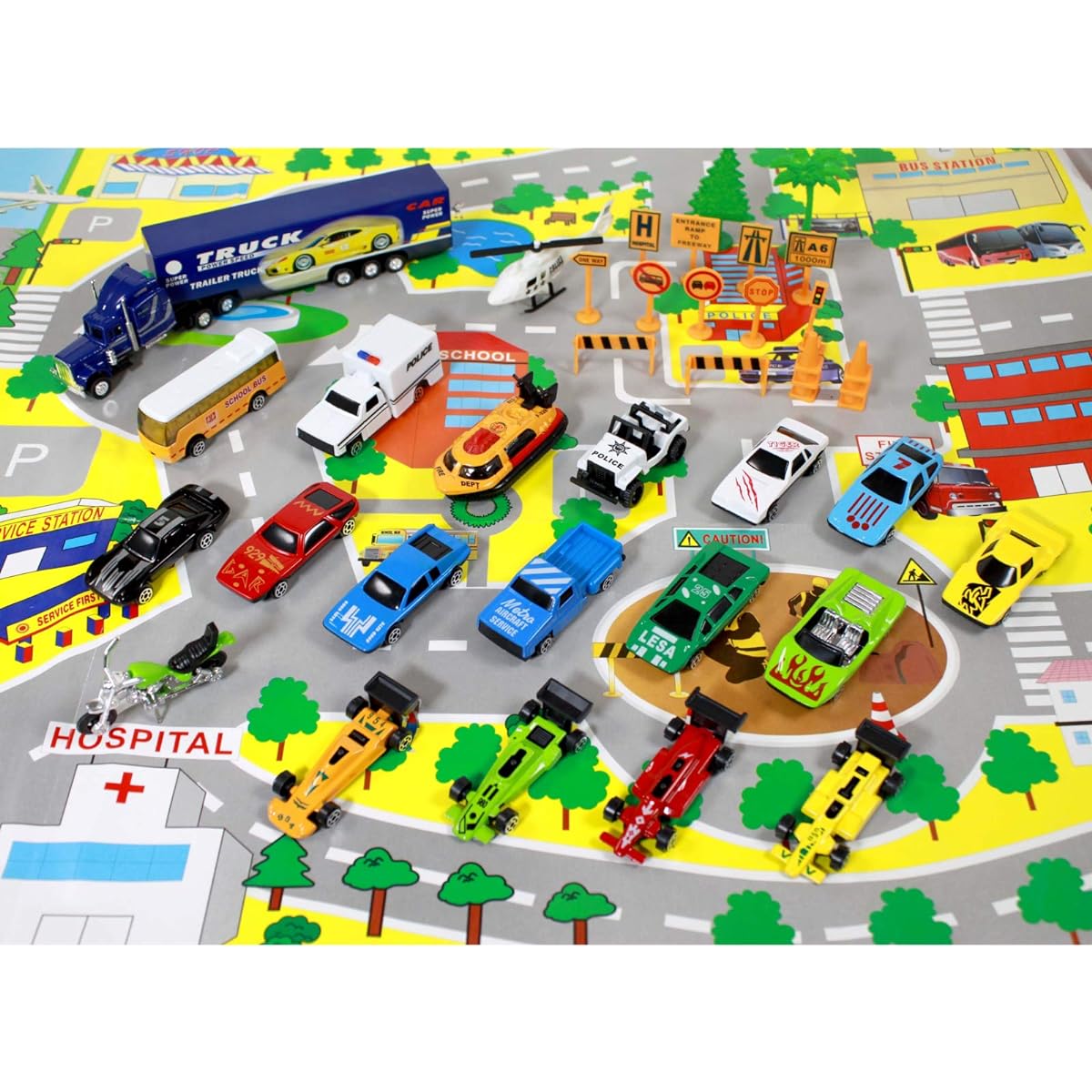 KidPlay Urban City Diecast Cars Speed Racing Vehicle Playset 40 Pieces