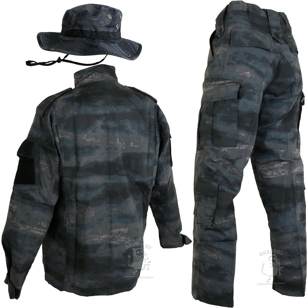 Camouflage top and bottom/Boonie hat set A-TACS LE US size XS [Waist around 72cm] bdu-le04-XS