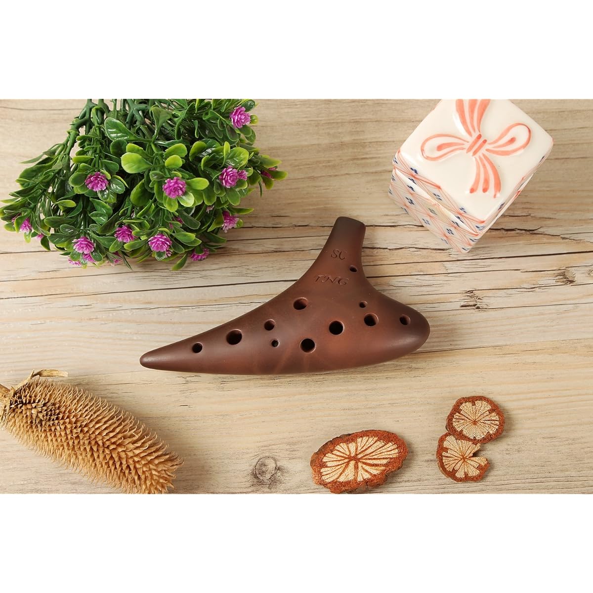 TNG Ocarina Musical Instrument [Single / 12 holes / Soprano / C key / Red clay / SC] High quality (with special case) Ocarina Wind blowing Purple sand