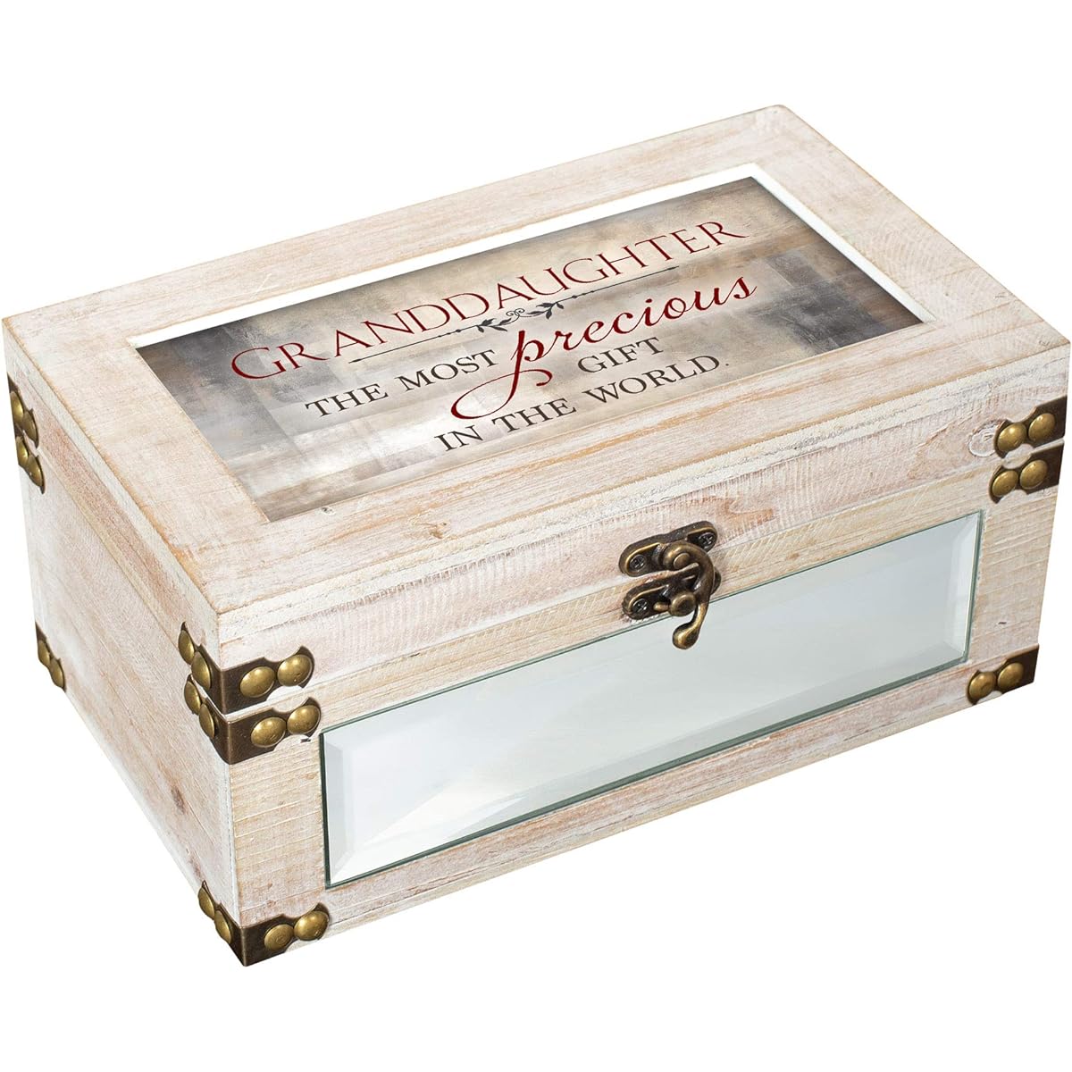Cottage Garden Granddaughter Antique Whitewash Metal and Wood Music Box - You are My Sunshine