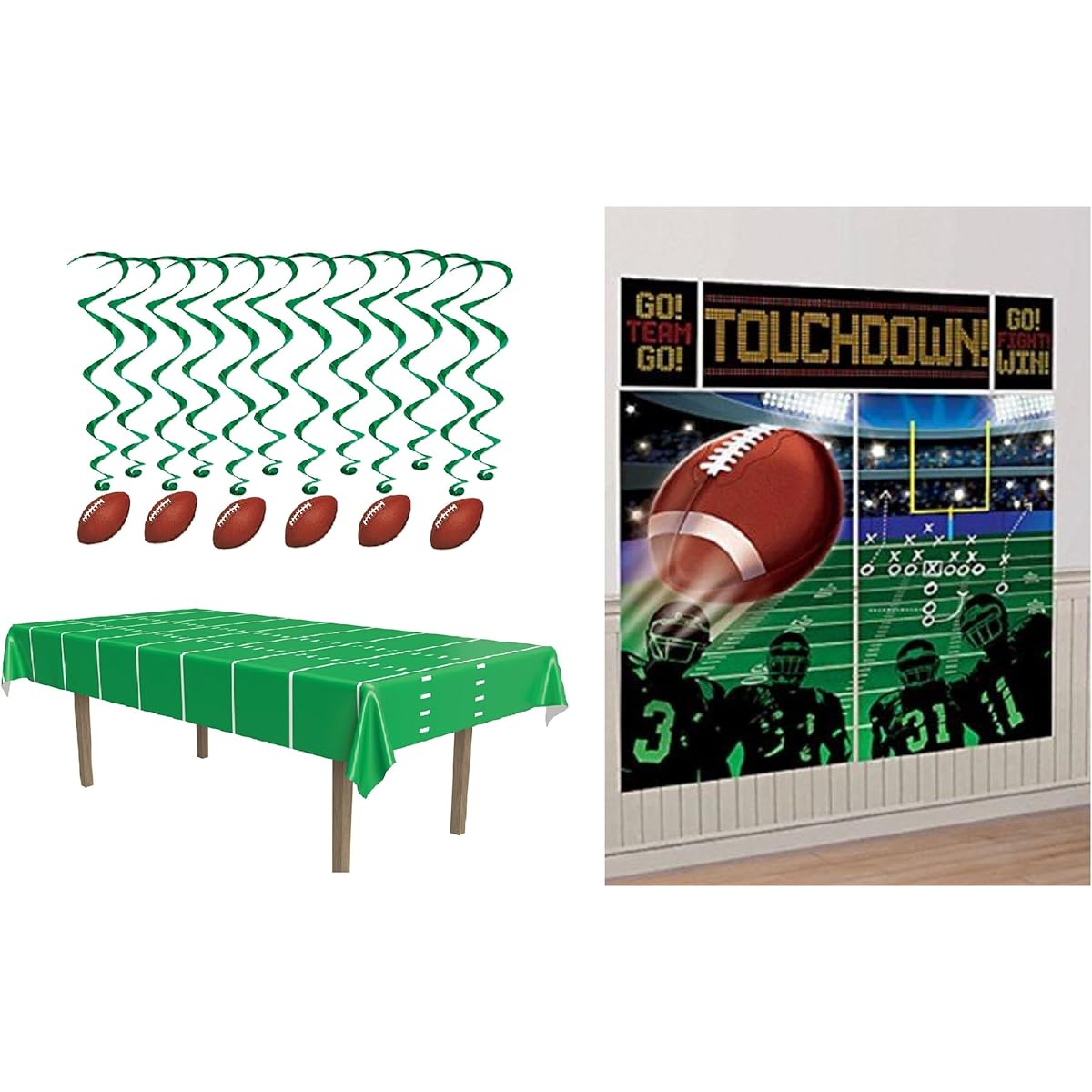 Football Decorations Backdrop Swirls and Table Cover Birthday Game Day Tailgate Party Supplies