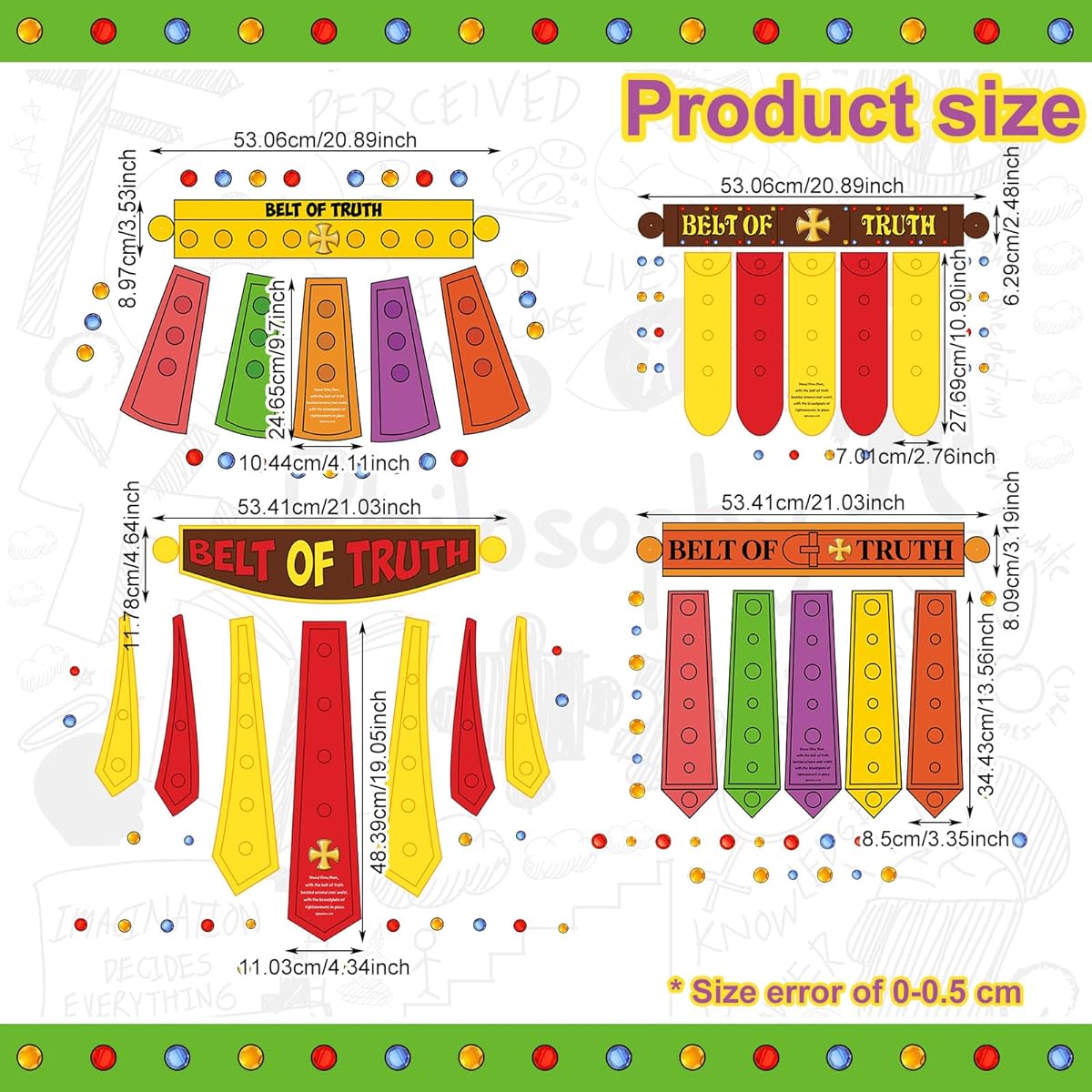 Lunmon 24 Sets Armor of God Craft Kit for Kids DIY Armor of God Belt Craft Sunday School Crafts Religious Christian Bible Crafts for Kids Fun Home Classroom Activities Party Favors Decorations