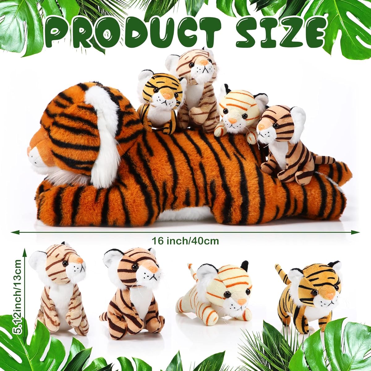 5 Pieces Tiger Stuffed Animals Mummy Tiger 4 Cute Stuffed Animals Large Tiger Plush Toy Set for Boys Girls Birthday Gifts Party Favors 16 Inch