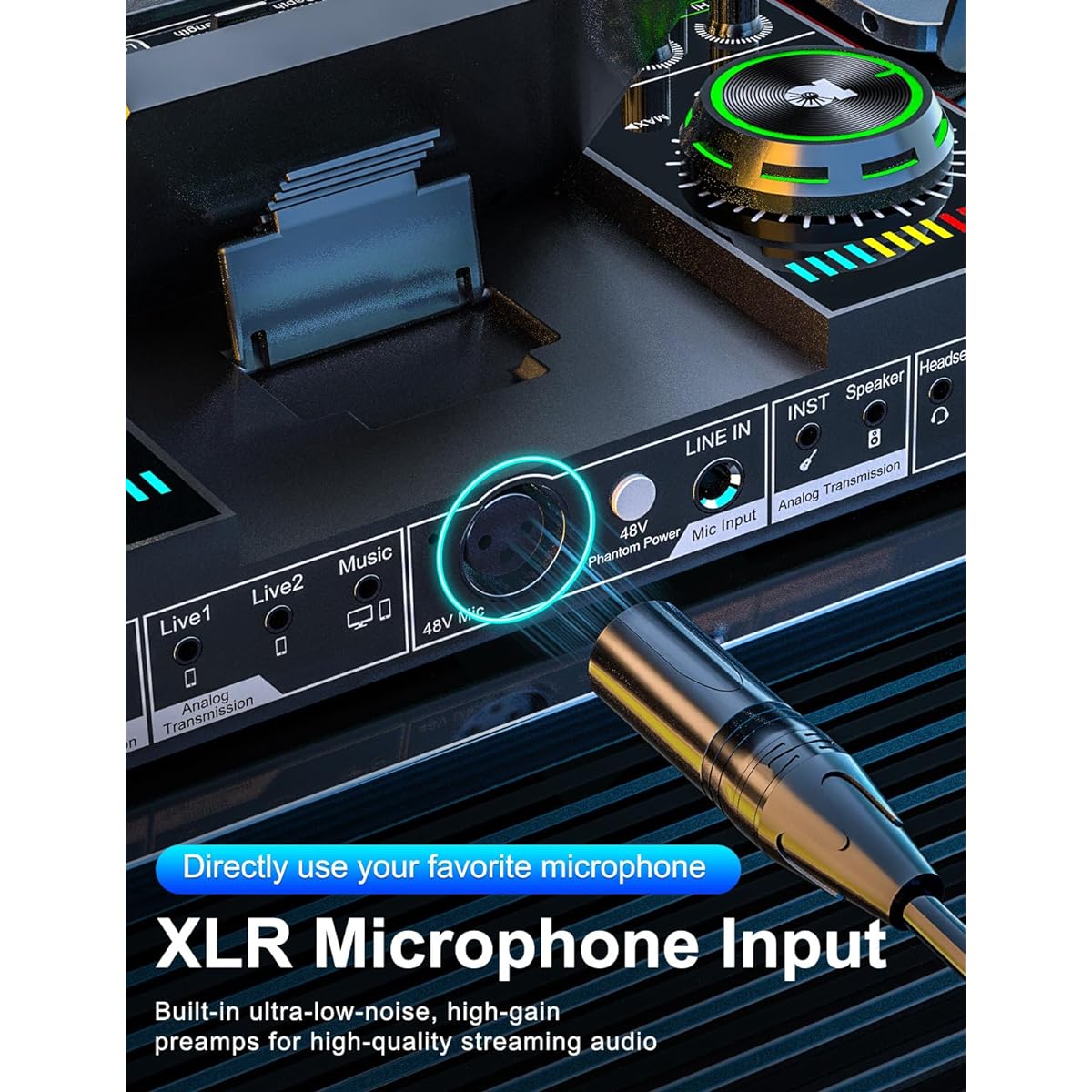 tenlamp live sound card for podcast live streaming sing with phantom power