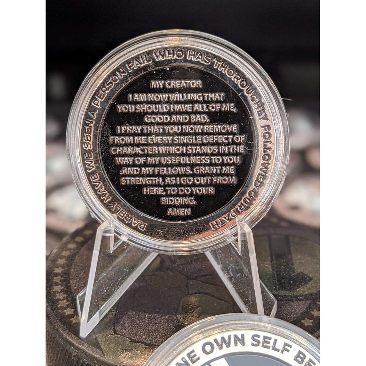 Silver and Black Pirates Alcoholics Anonymous AA Chip with Coin Capsule AA Annual Medallion 1-50 Years (11 Years)