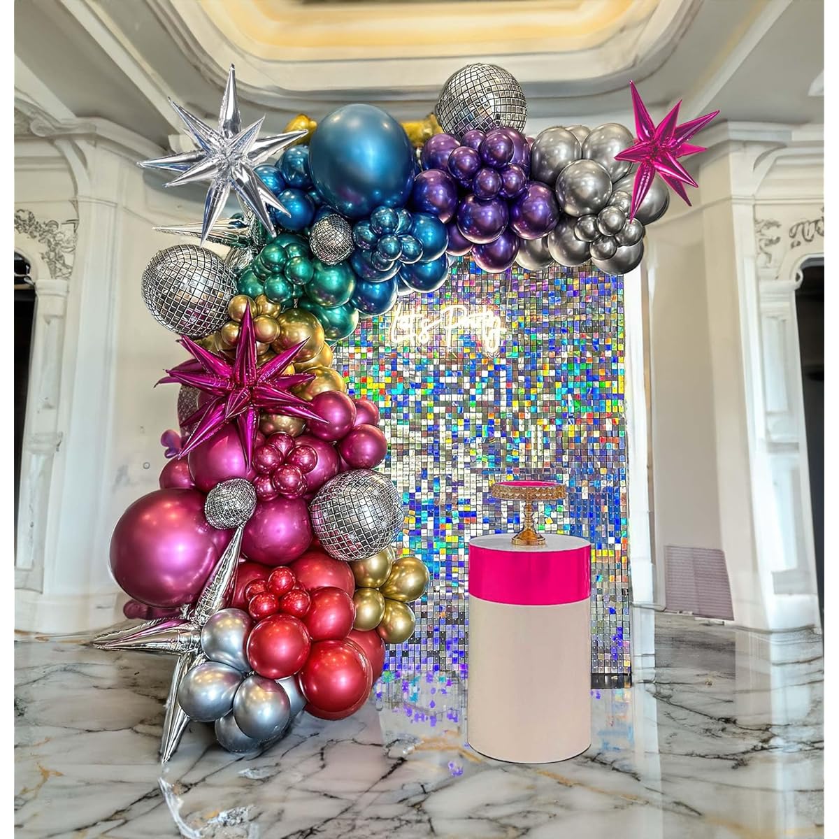 Kozee Rainbow Balloon Arch Kit - Perfect for 80s & 90s Retro Theme Party Add some disco ball decorations to your event with these vibrant balloons - Perfect decorations for ball theme parties