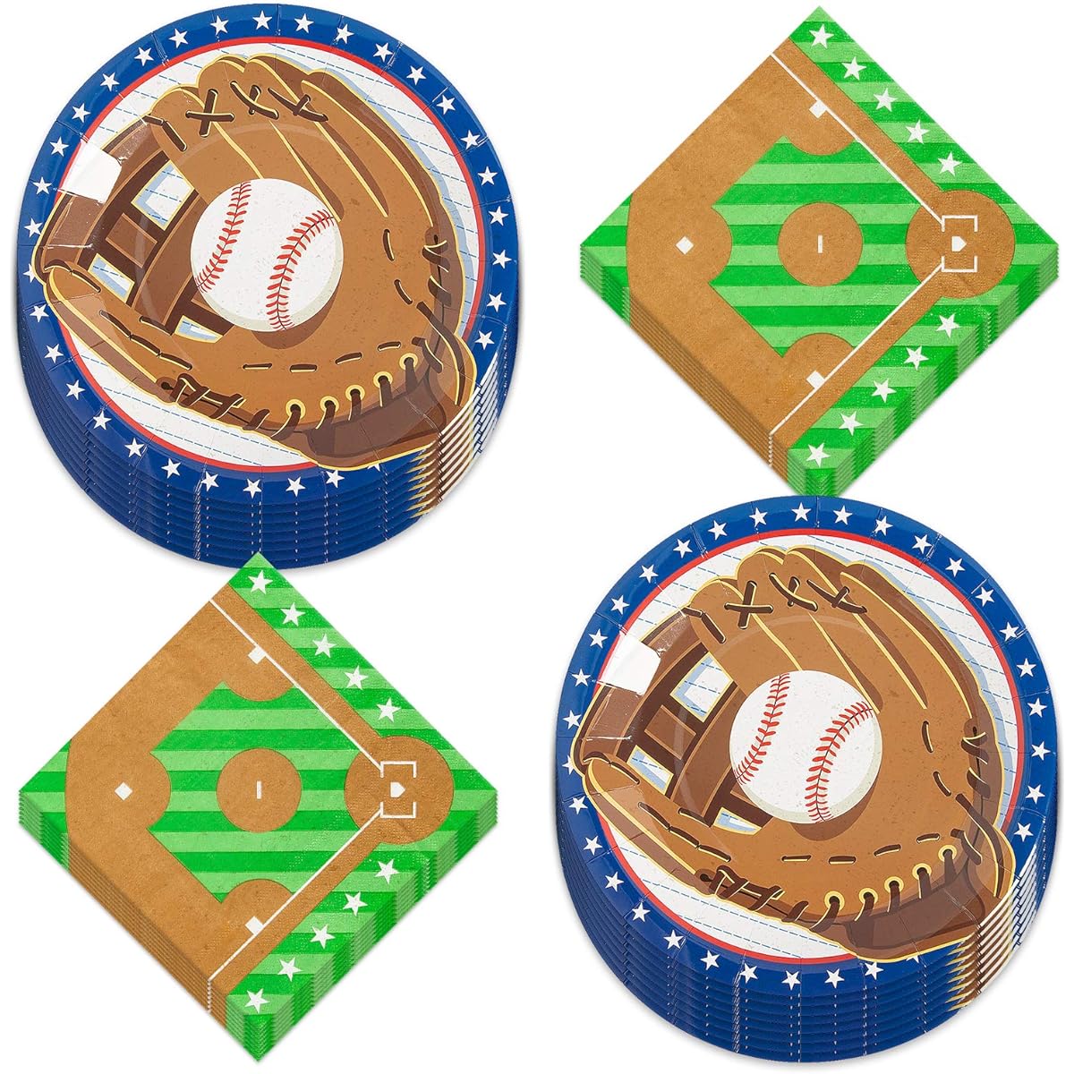 Baseball Party Play Ball Glove Paper Dinner Plates Ball Diamond Lunch Napkins (16 pcs)