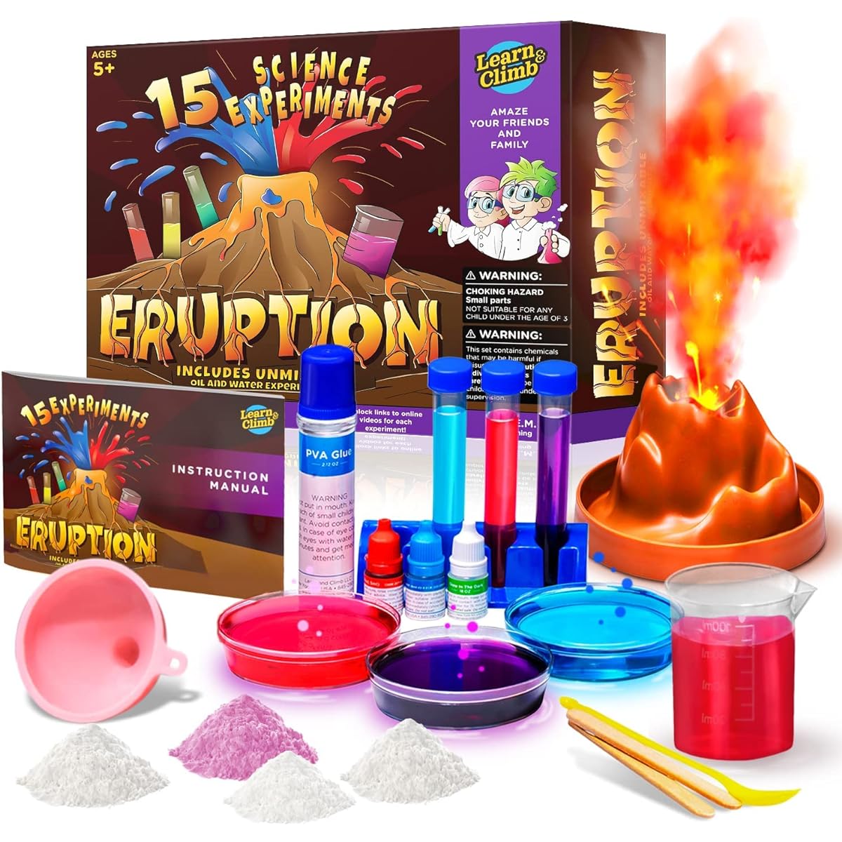 Volcano Eruption Science Kit for Kids - 15 Experiments
