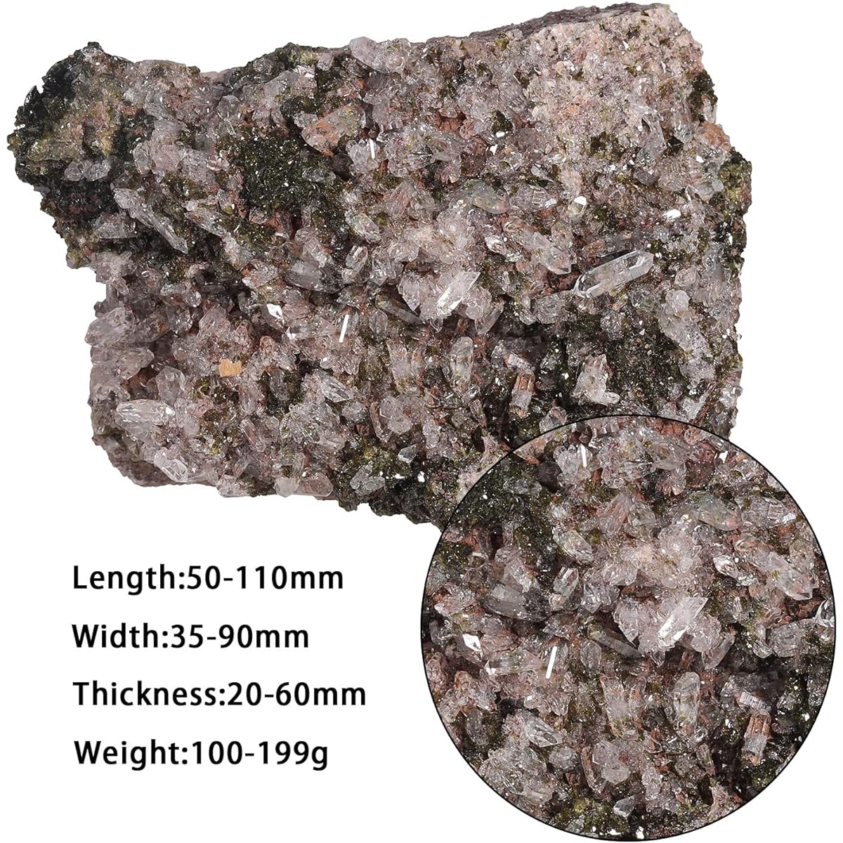 Nupuyai Natural Rough Epidote Stone for Home Decoration, Irregular Epidote Gemstones, Crystal Clusters for Healing, Reiki, Balance, Meditation, Yoga, 100-199g
