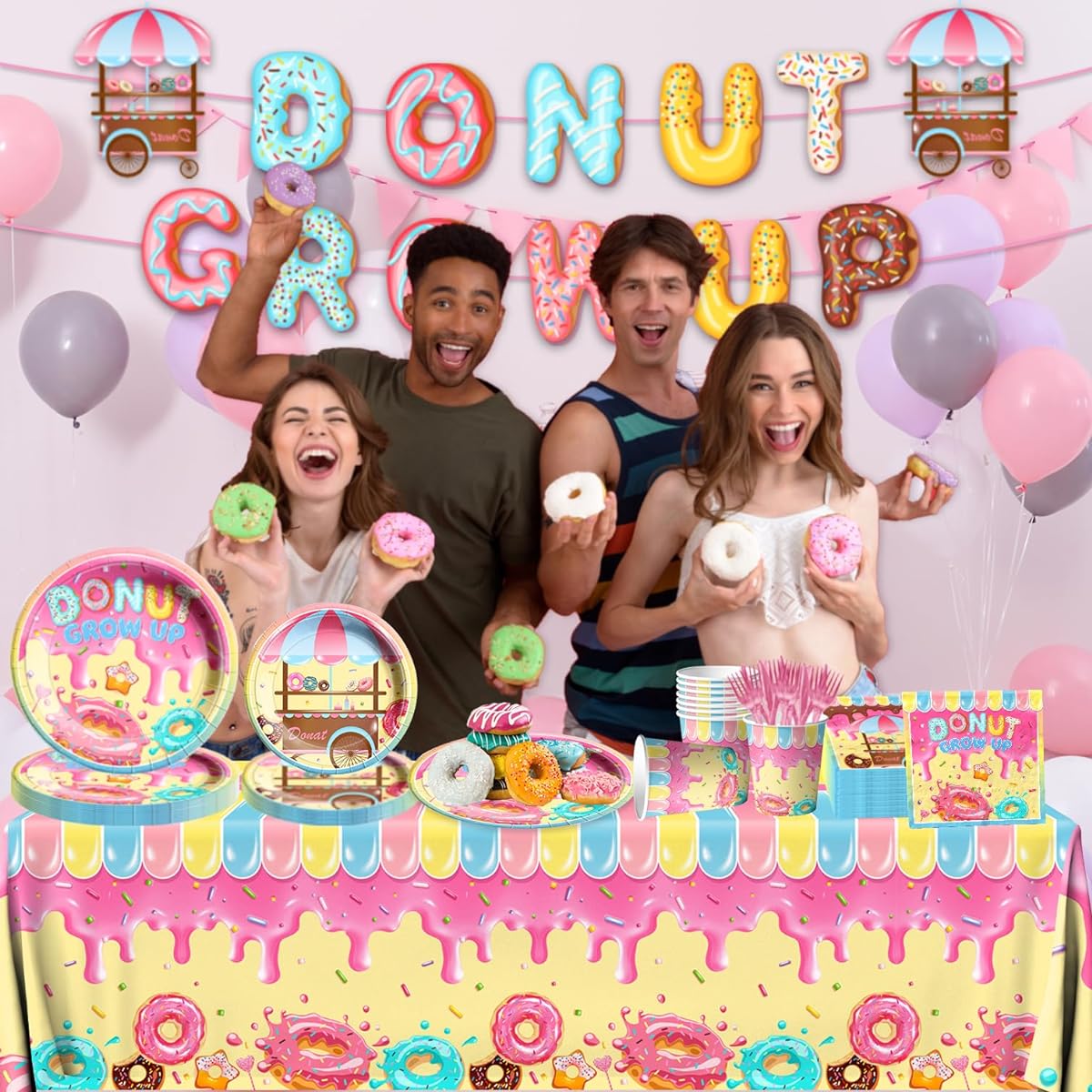 Doughnu tbirthday decoration, 142pcs decoration