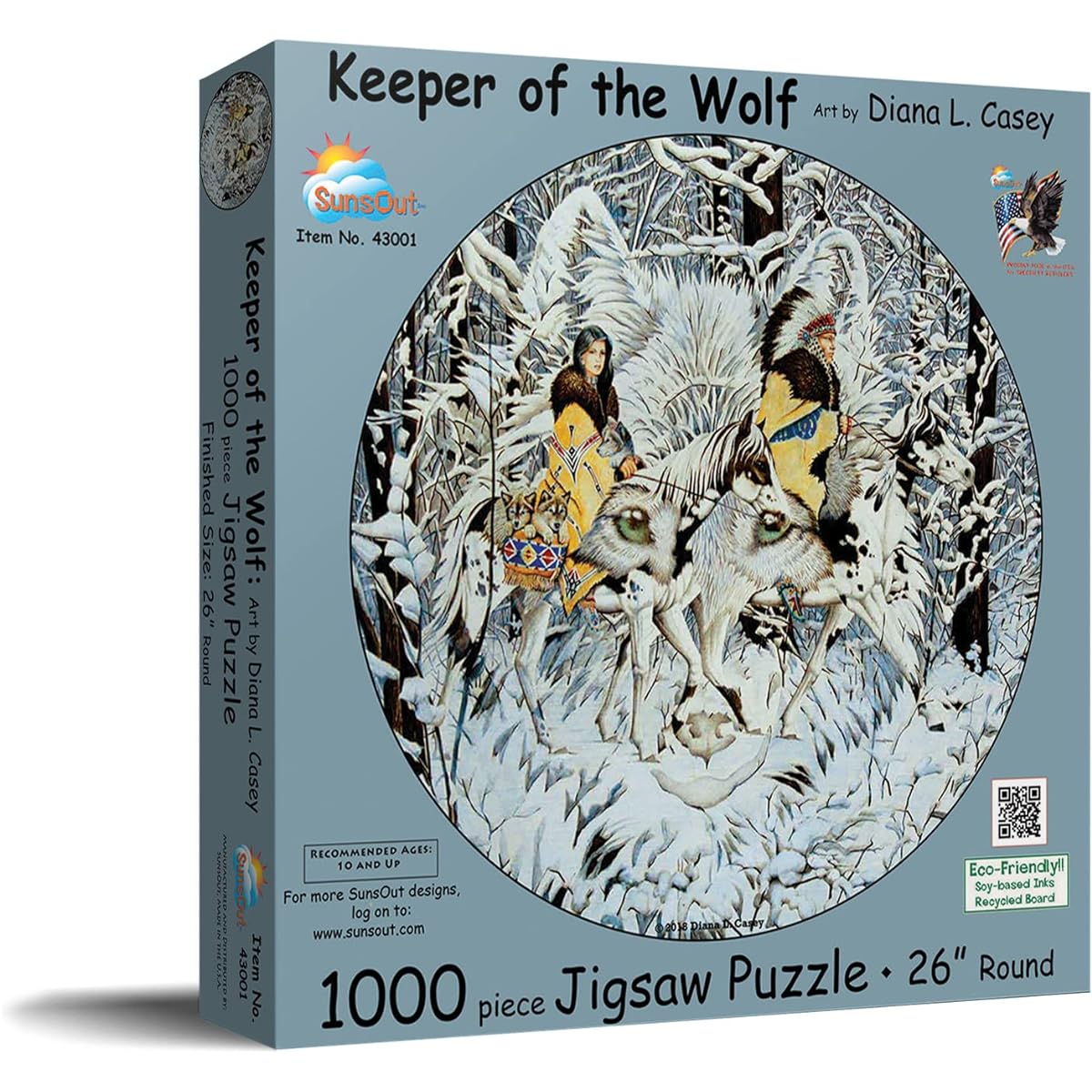 SUNSOUT INC - Keeper of The Wolf - 1000 Piece Round Jigsaw Puzzle Artist: Diana Casey - Finished Size 26" - MPN# 43001