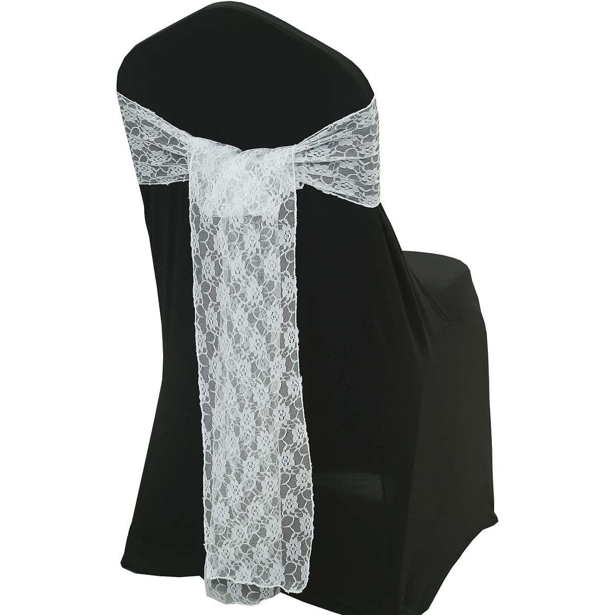 MDS 25 Pack Lace Bow Lace Chair Sash/Bows Sash for Wedding or Event Occasion Ornament Party Supplies Lace Chair Sash 25 White 25_lace sash bow_white